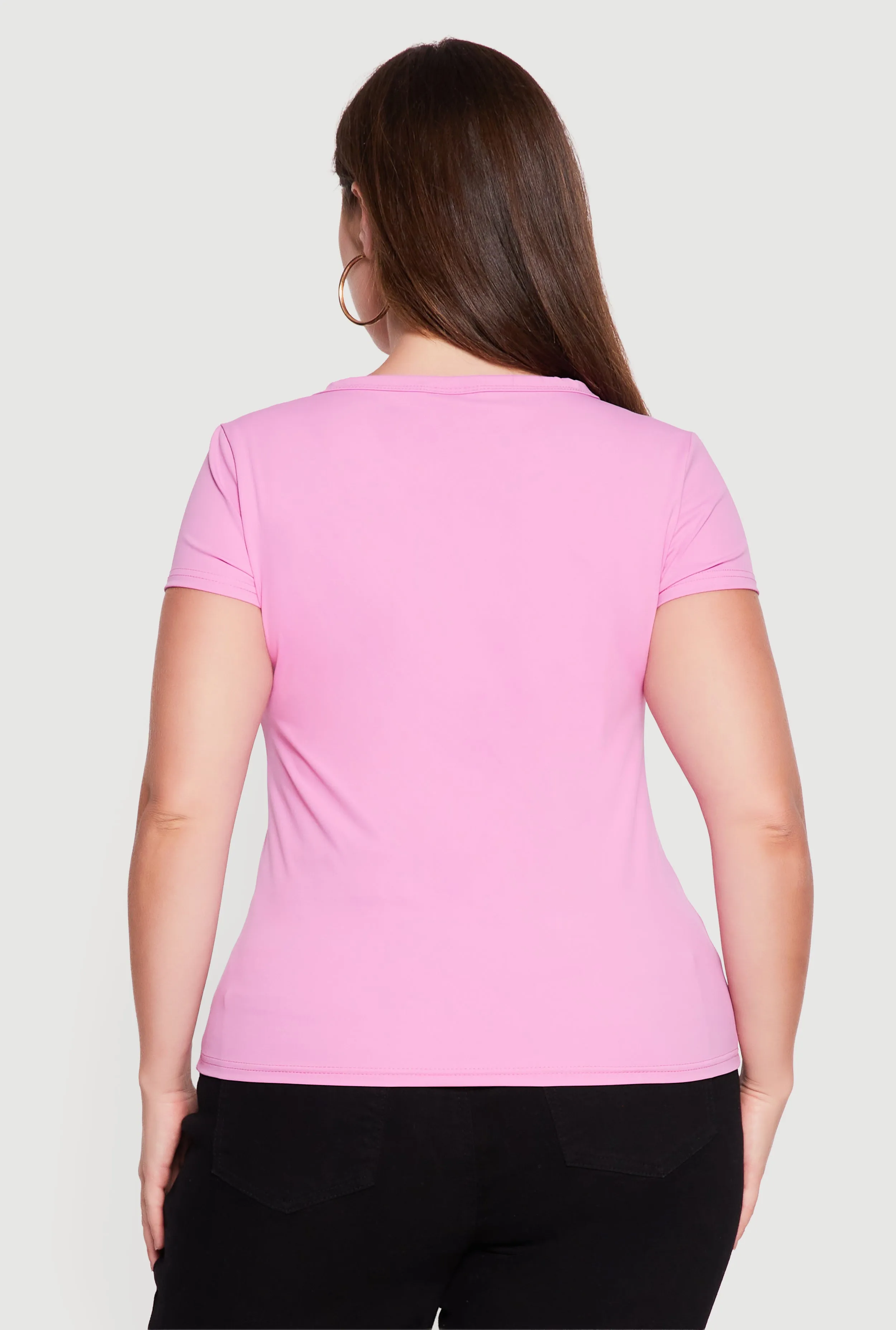 Plus Size Basic Short Sleeve V-Neck Top sold by Rainbow product image thumbnail 5