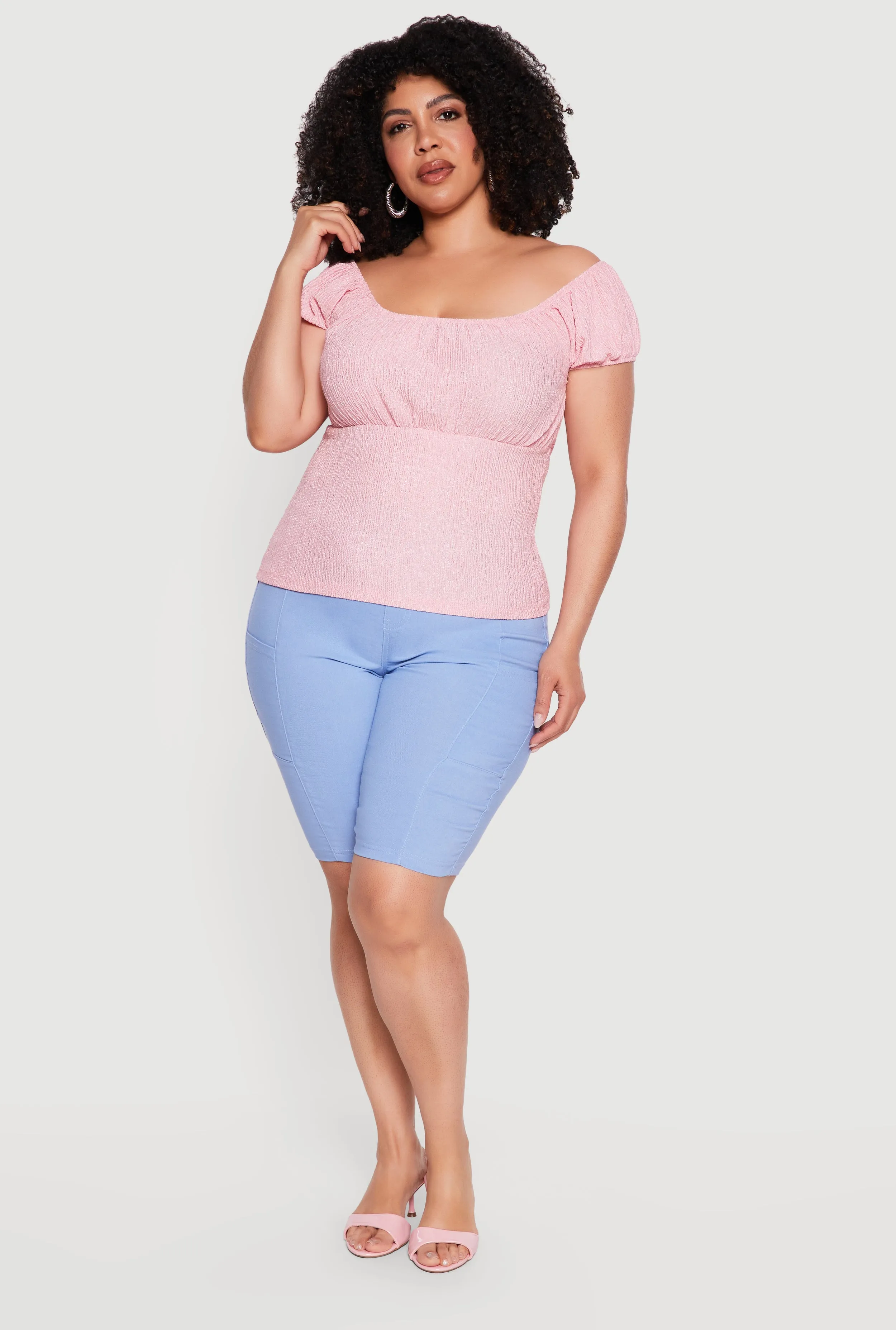 Plus Size Textured Knit Short Sleeve Blouse sold by Rainbow product image thumbnail 5