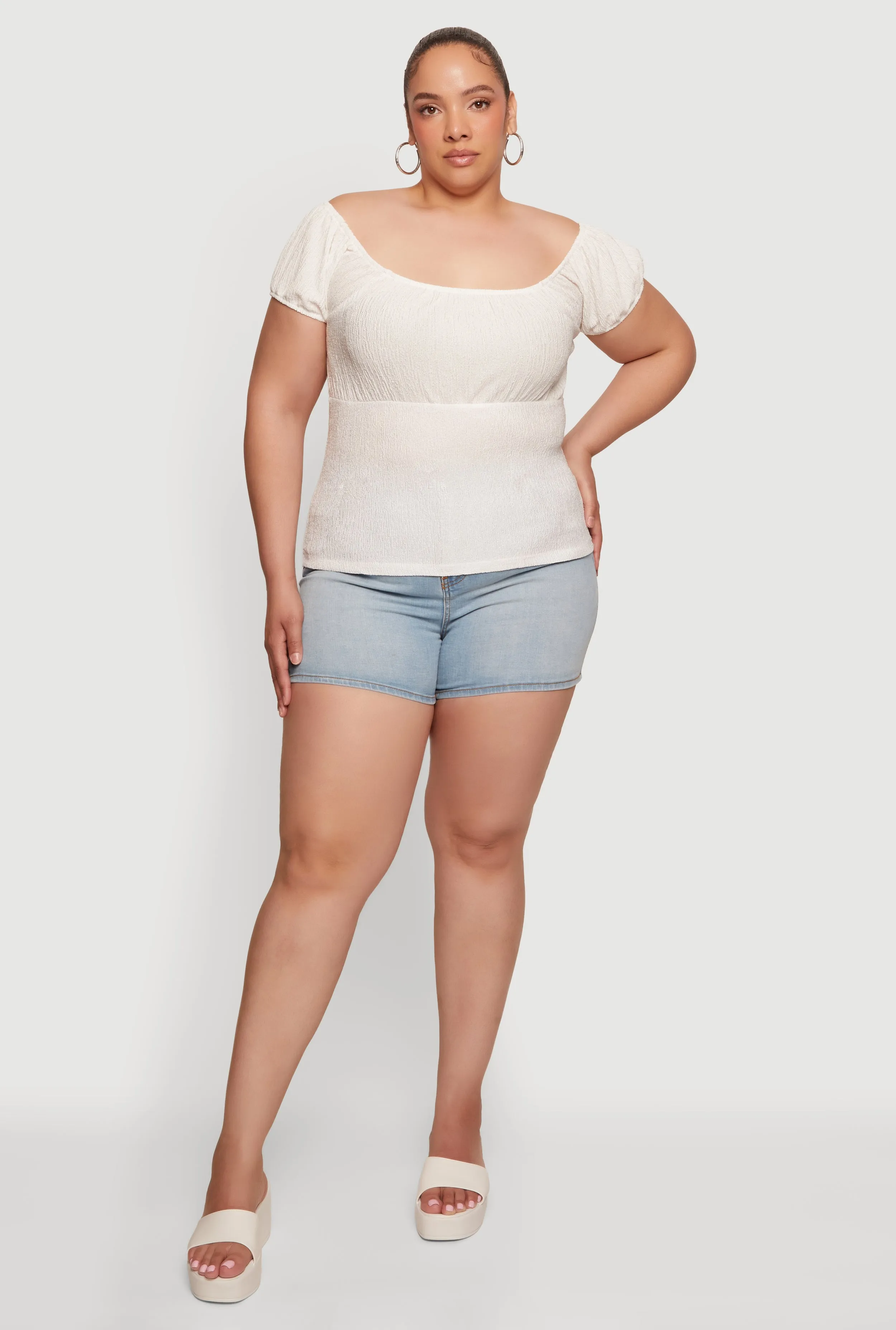 Plus Size Textured Knit Short Sleeve Blouse sold by Rainbow product image thumbnail 4