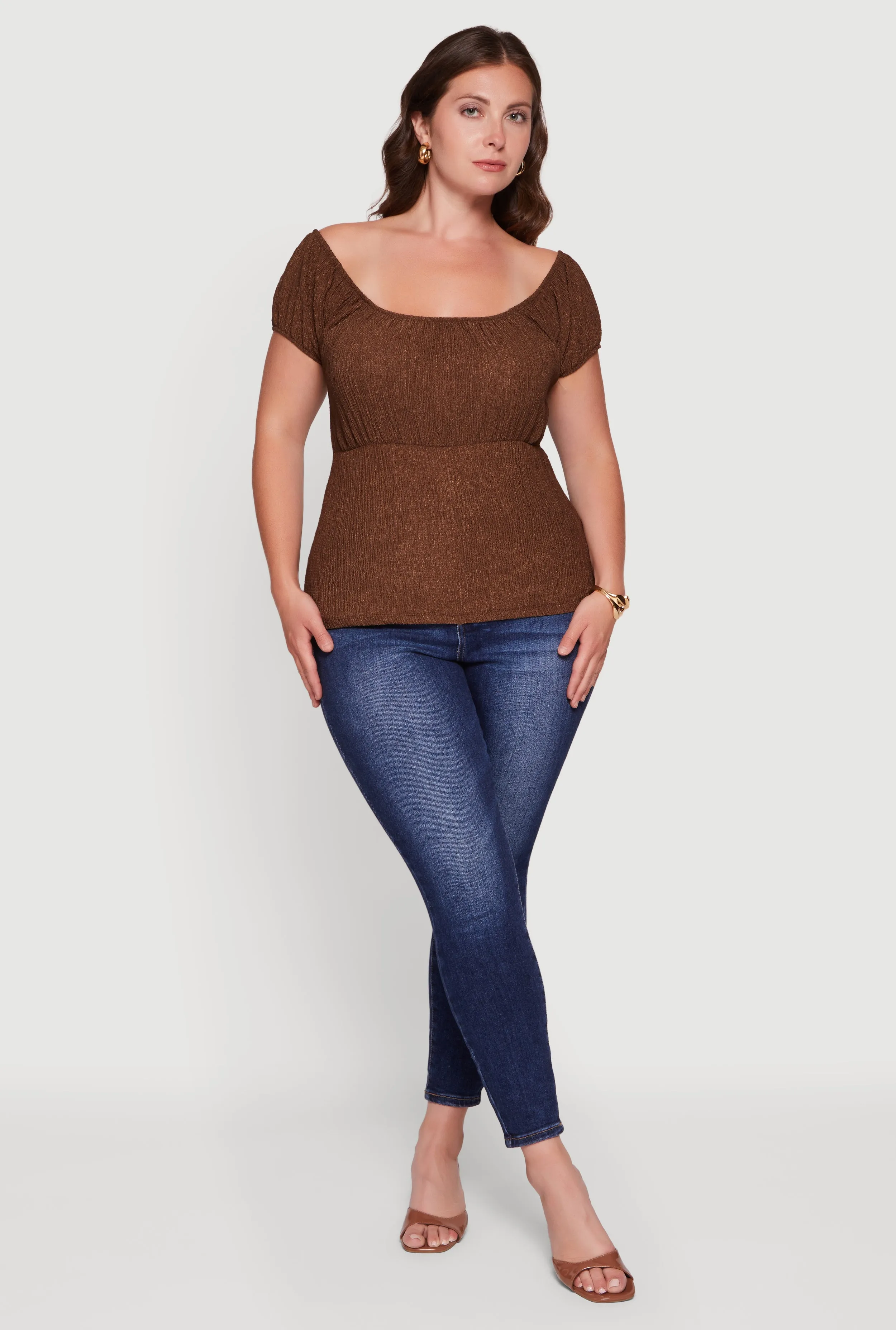 Plus Size Textured Knit Short Sleeve Blouse sold by Rainbow product image thumbnail 3