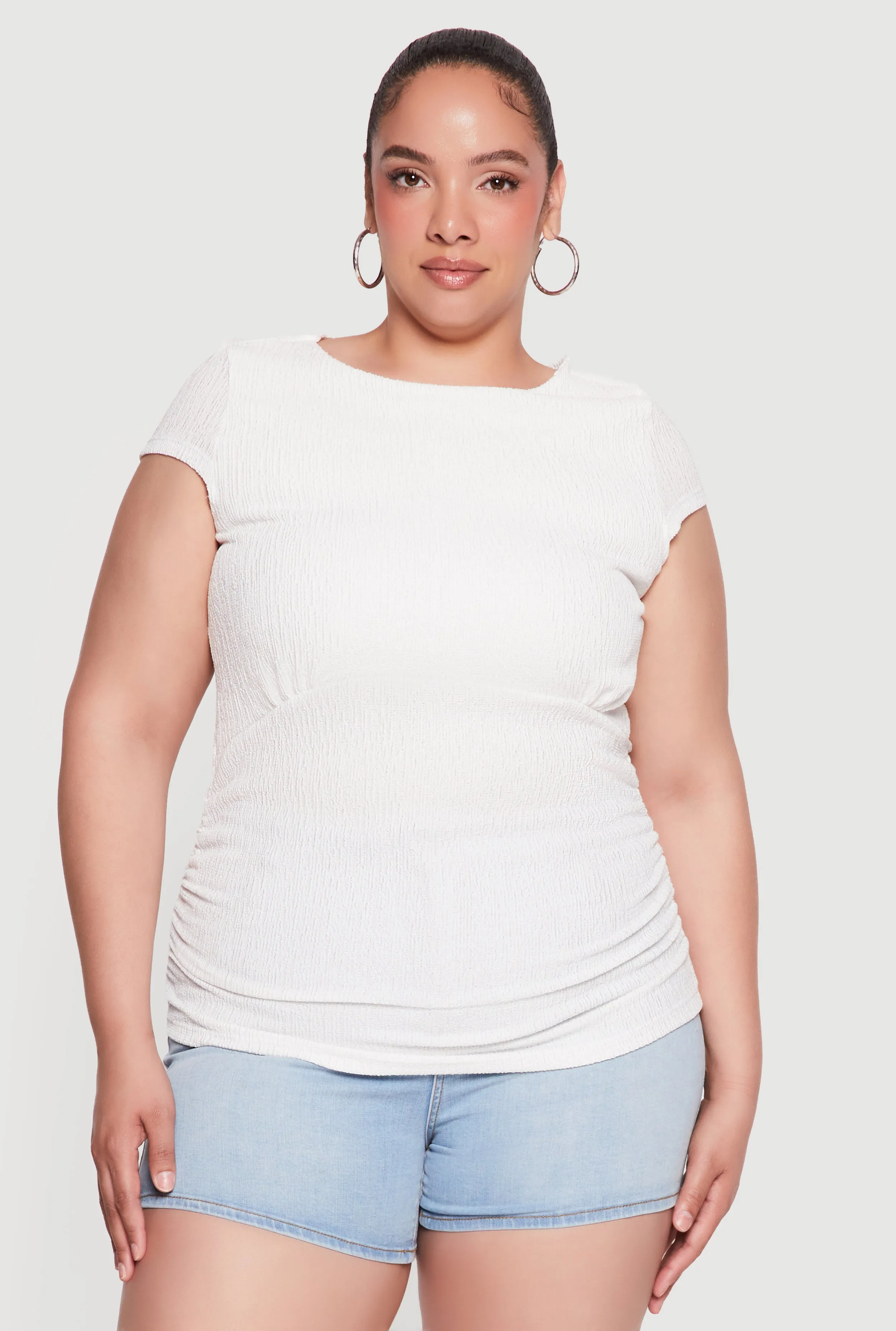 Plus Size Textured Knit Ruched Top sold by Rainbow product image thumbnail 2