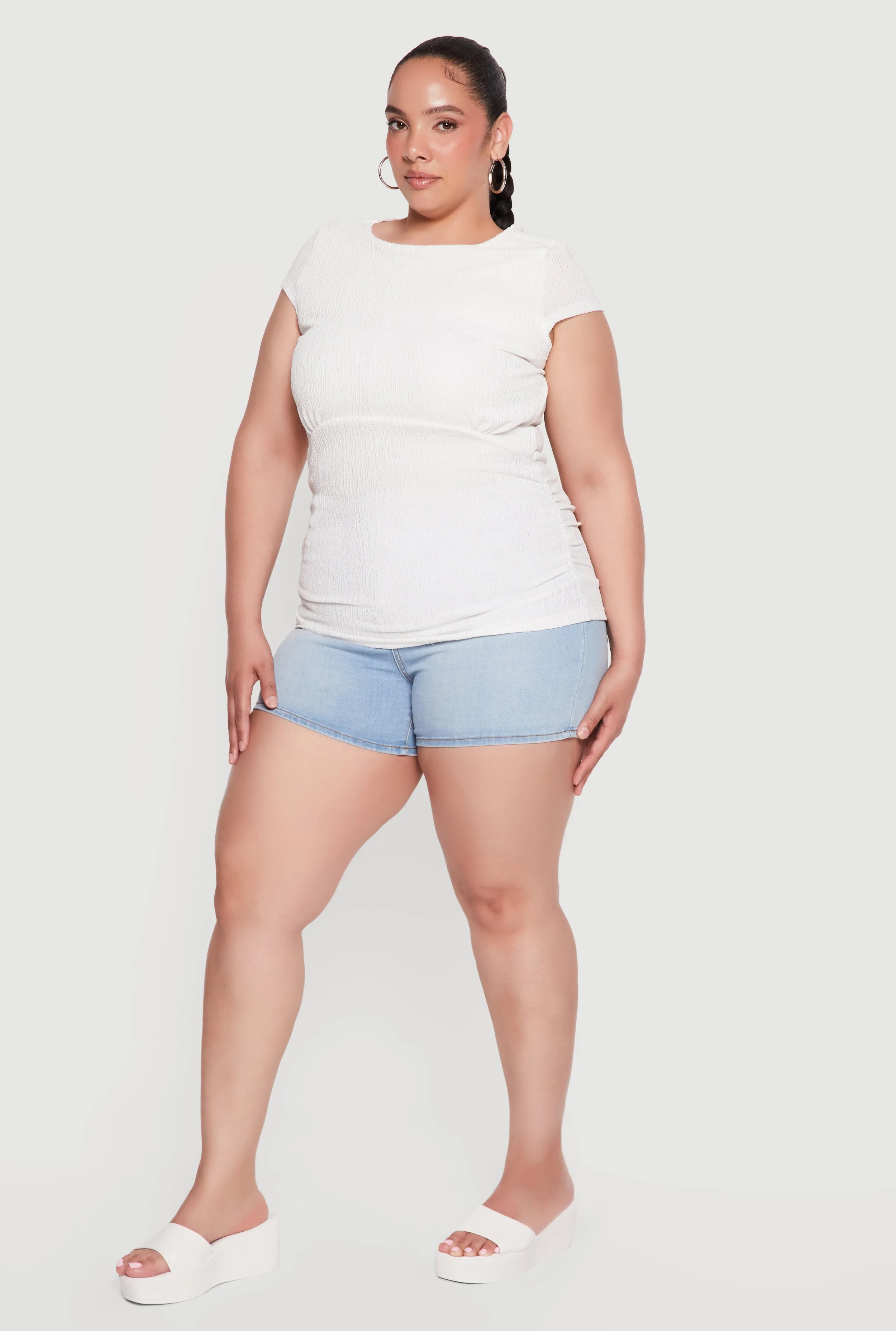 Plus Size Textured Knit Ruched Top sold by Rainbow product image thumbnail 3