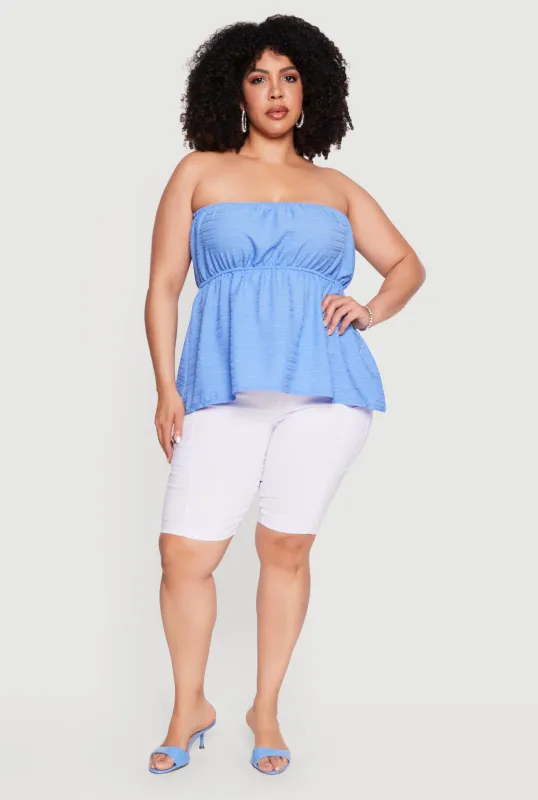 Plus Size Textured Knit Tube Top made by Rainbow