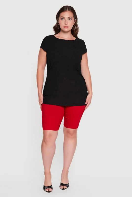 Plus Size Textured Knit Ruched Top made by Rainbow