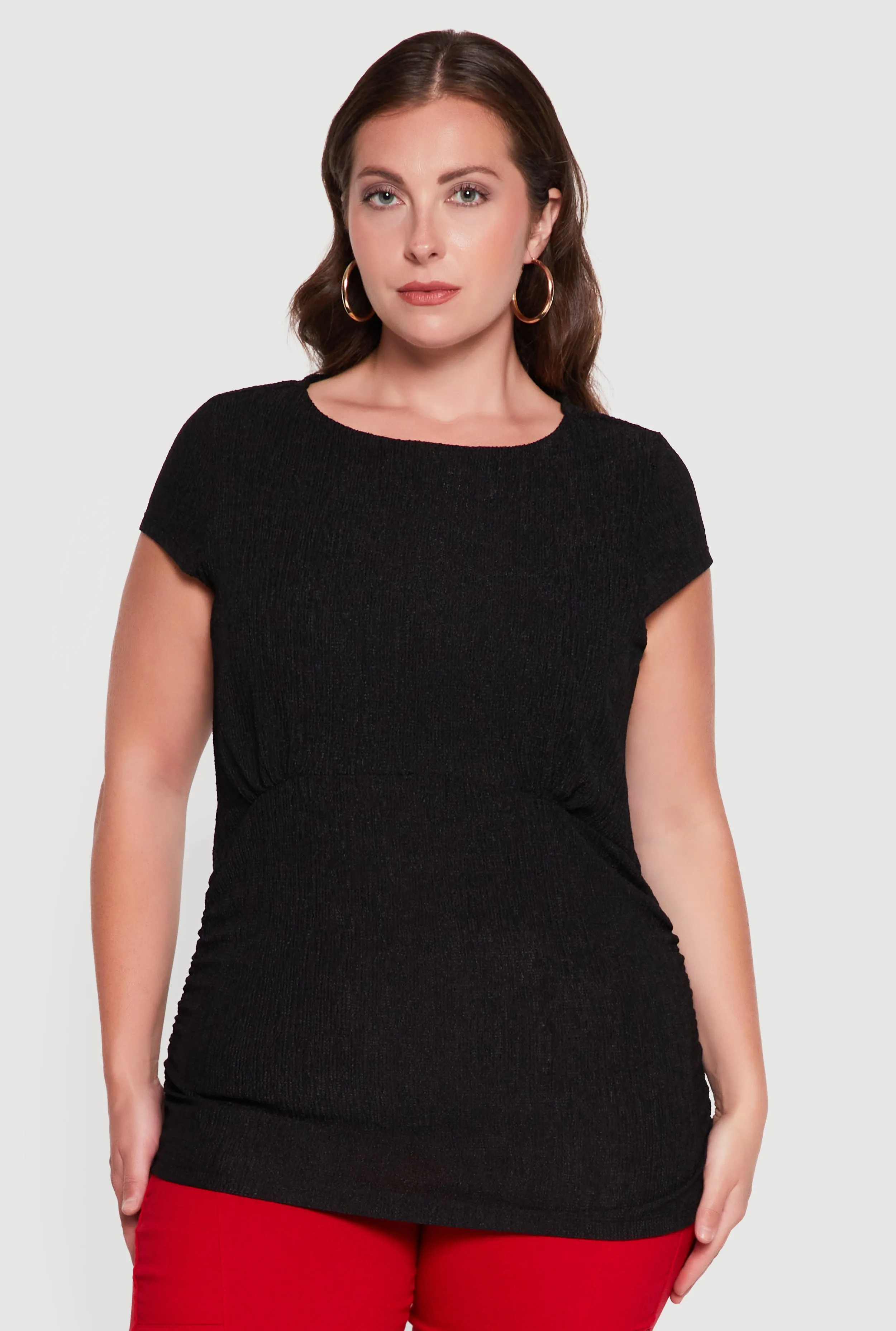 Plus Size Textured Knit Ruched Top sold by Rainbow product image thumbnail 2