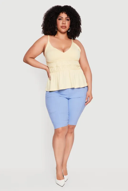 Plus Size V Neck Peplum Top made by Rainbow