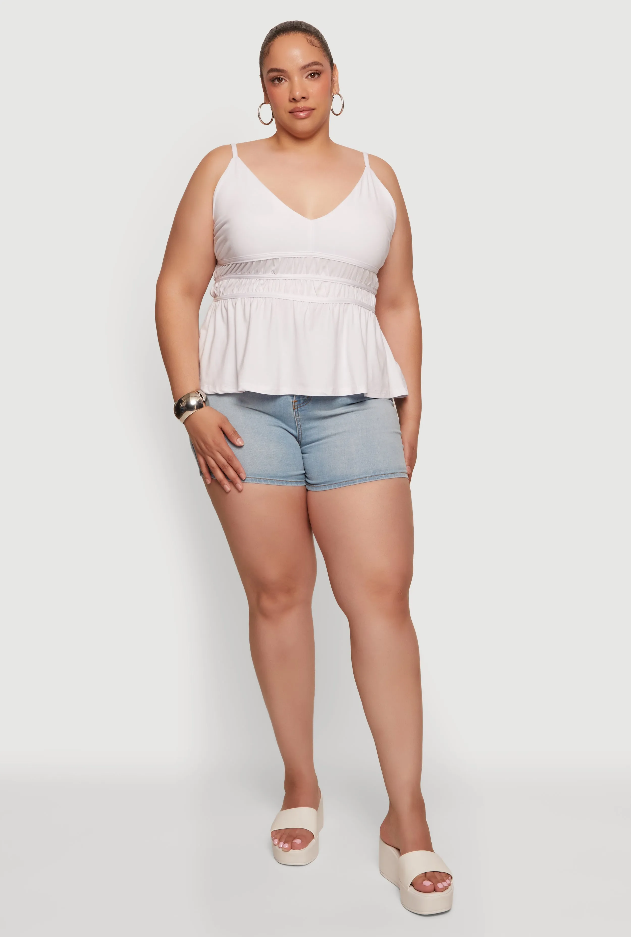 Plus Size V Neck Peplum Top sold by Rainbow product image thumbnail 4
