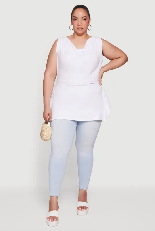 Plus Size Cowl Neck Sleeveless Blouse made by Rainbow