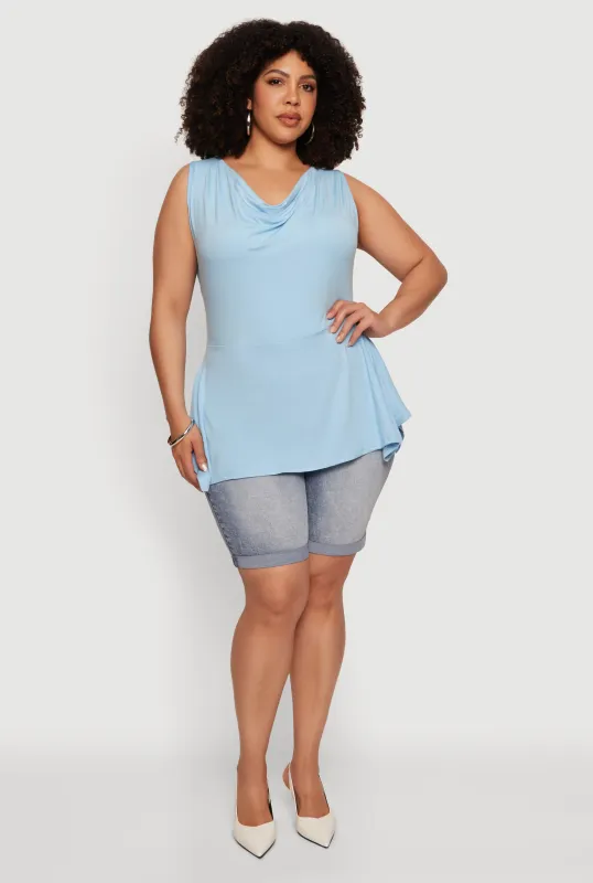 Plus Size Cowl Neck Sleeveless Blouse made by Rainbow