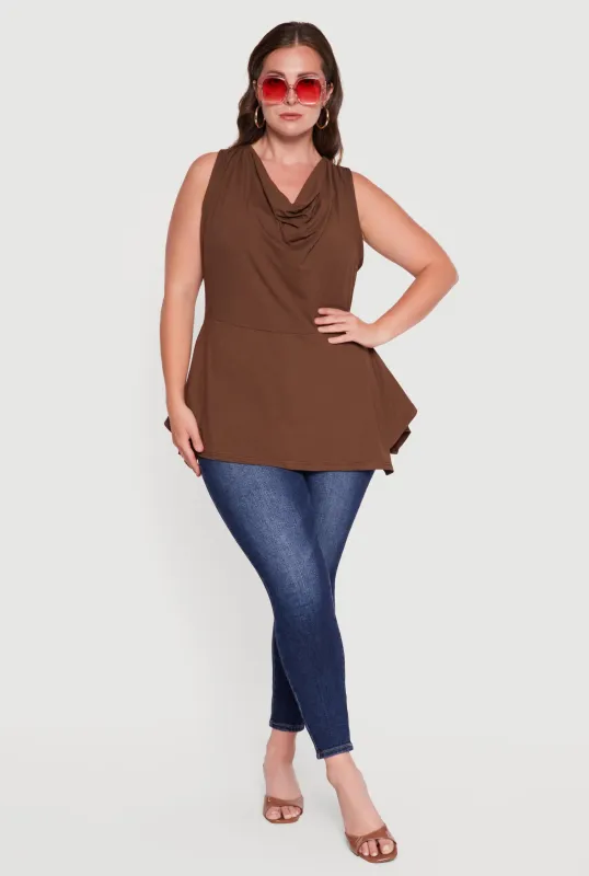 Plus Size Cowl Neck Sleeveless Blouse made by Rainbow