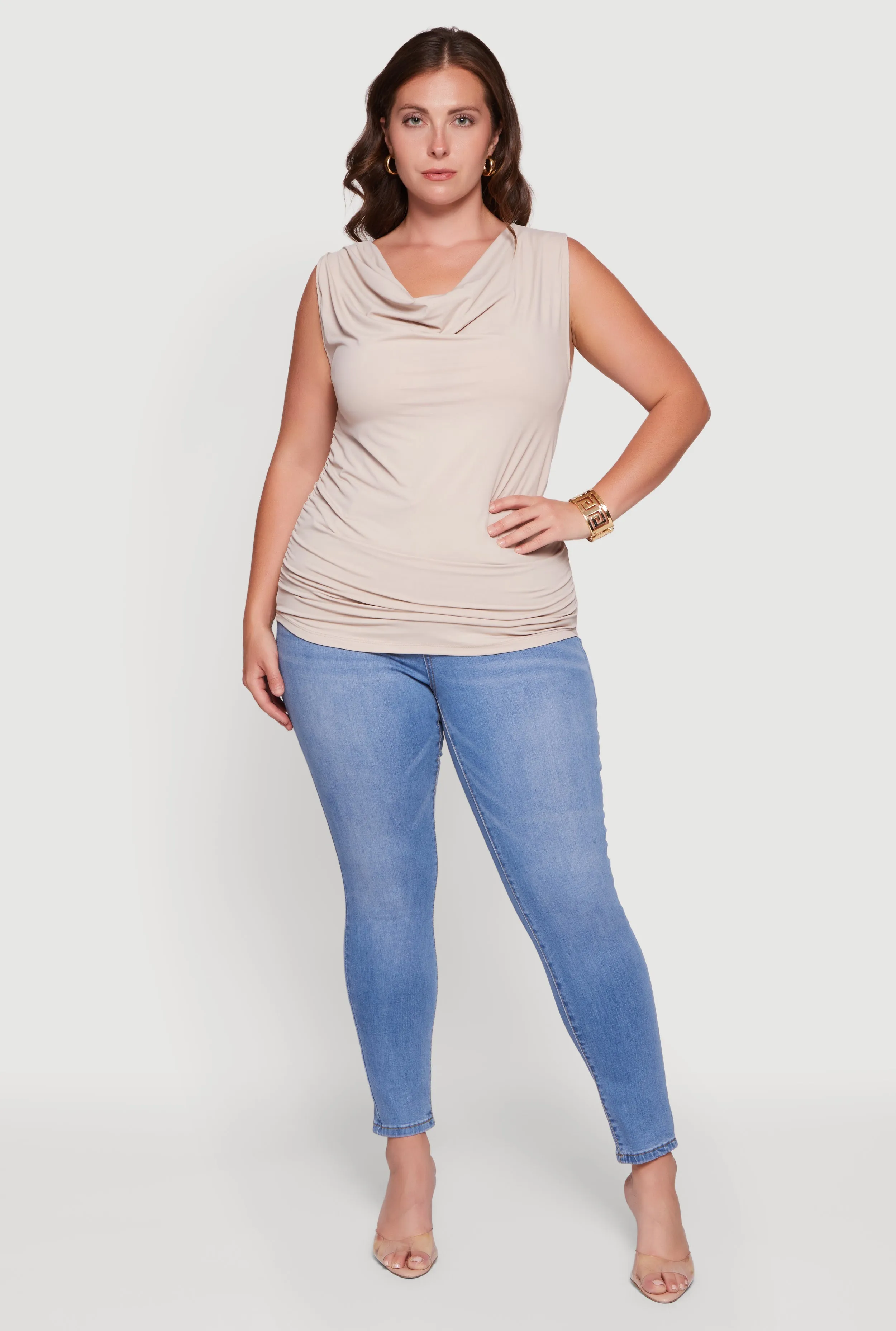 Plus Size Cowl Neck Side Ruched Blouse sold by Rainbow product image thumbnail 3
