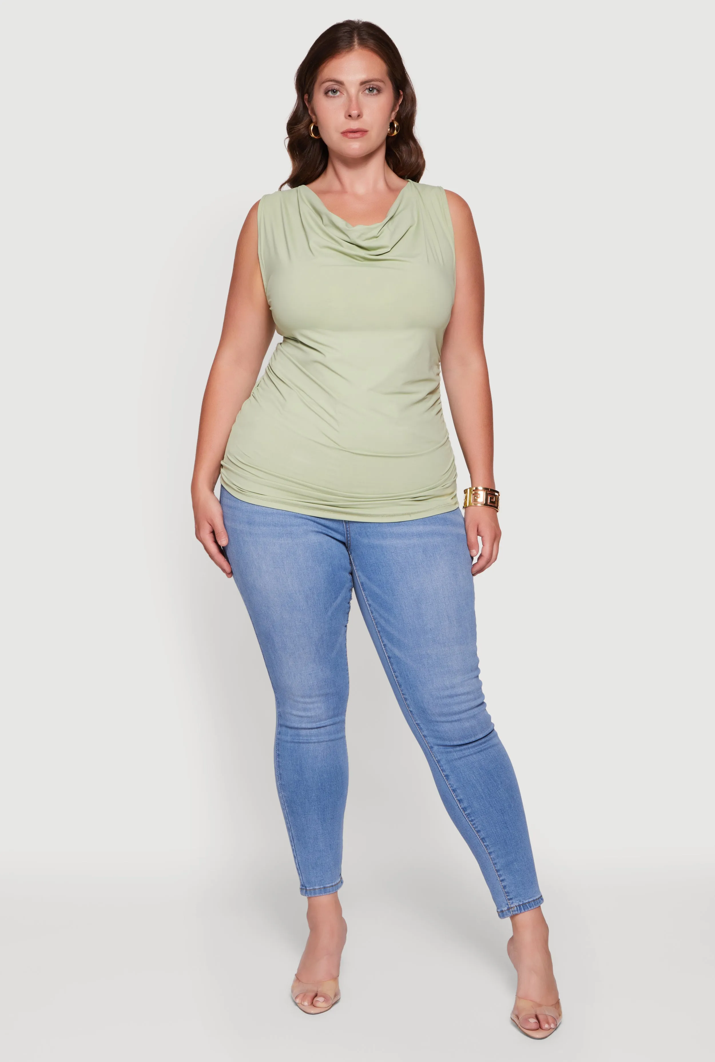 Plus Size Cowl Neck Side Ruched Blouse sold by Rainbow product image thumbnail 4