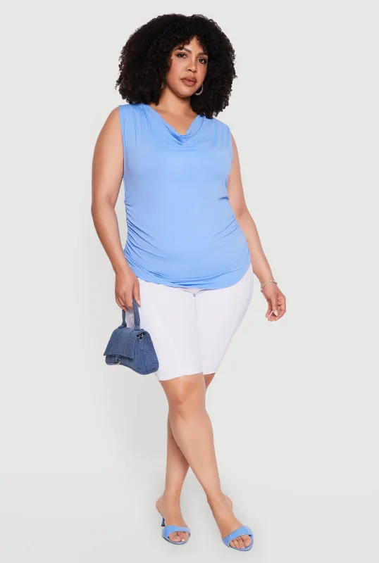 Plus Size Cowl Neck Side Ruched Blouse made by Rainbow