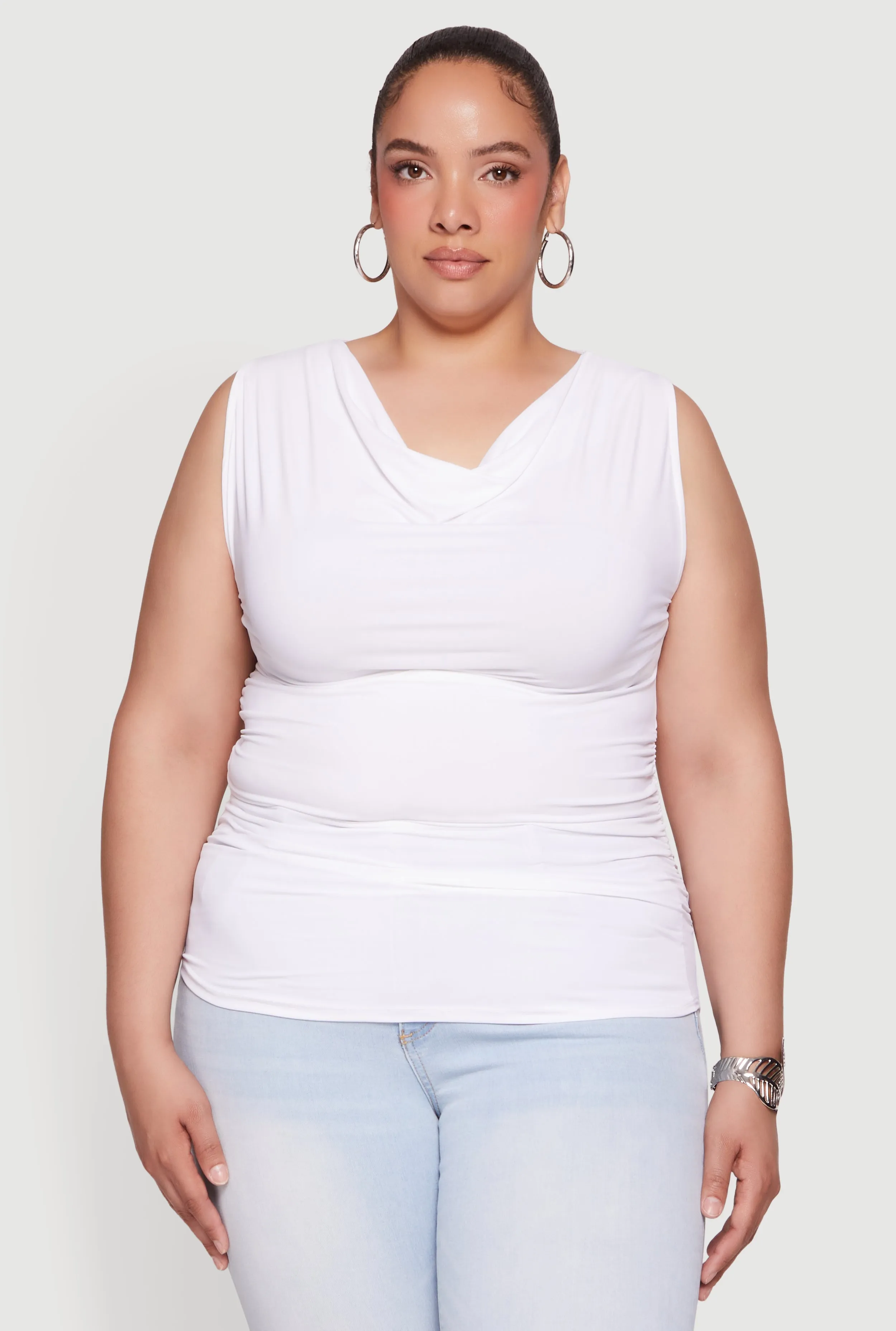 Plus Size Cowl Neck Side Ruched Blouse sold by Rainbow product image thumbnail 2