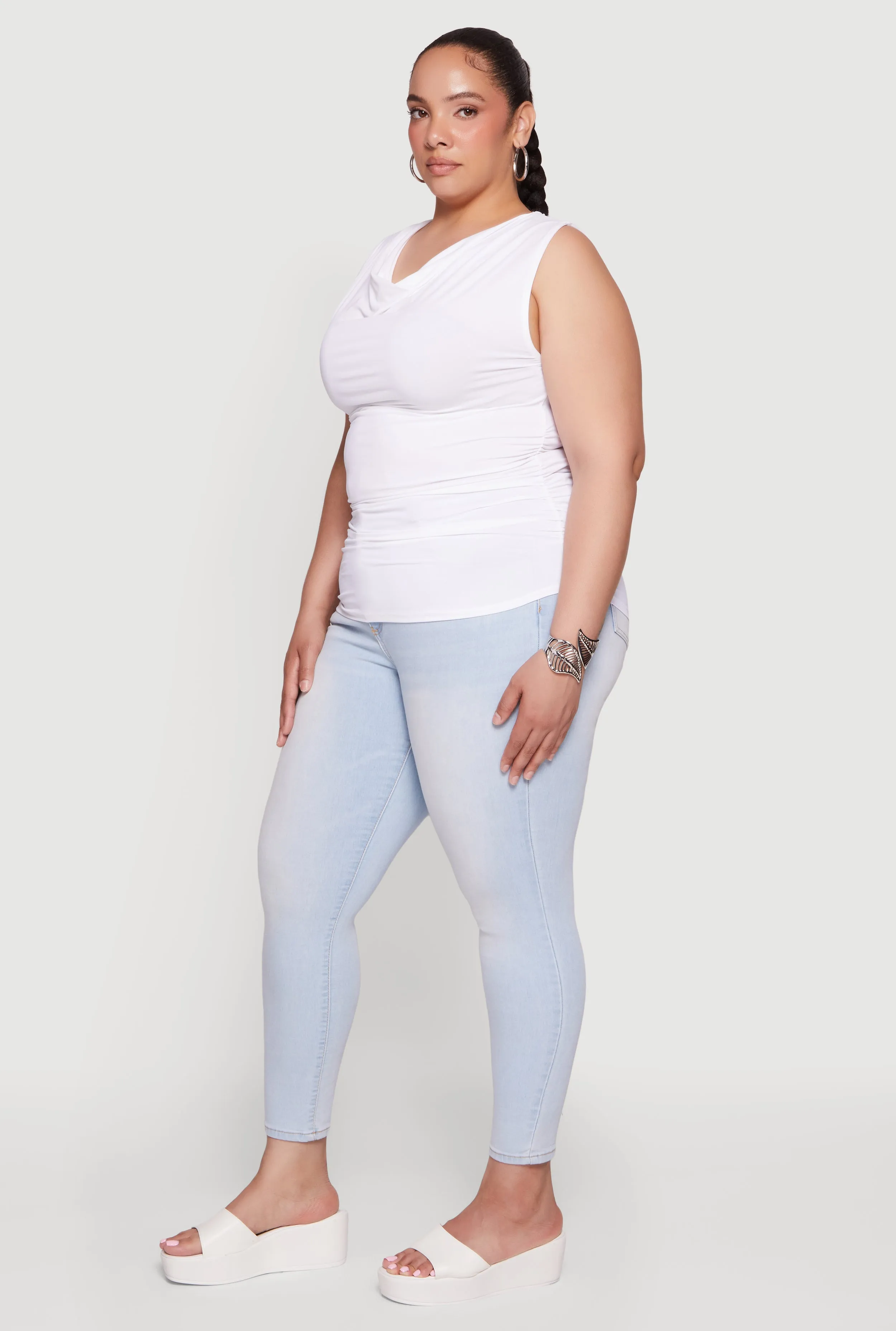 Plus Size Cowl Neck Side Ruched Blouse sold by Rainbow product image thumbnail 3