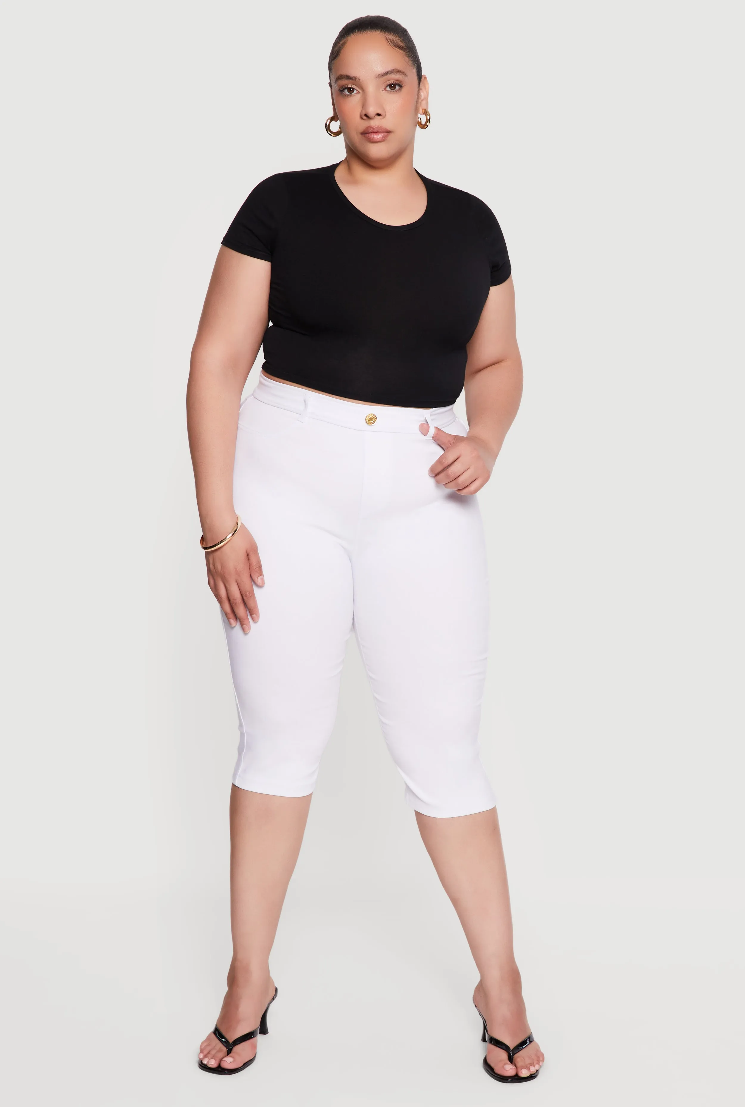 Plus Size Hyperstretch High Waisted Capri Pants sold by Rainbow