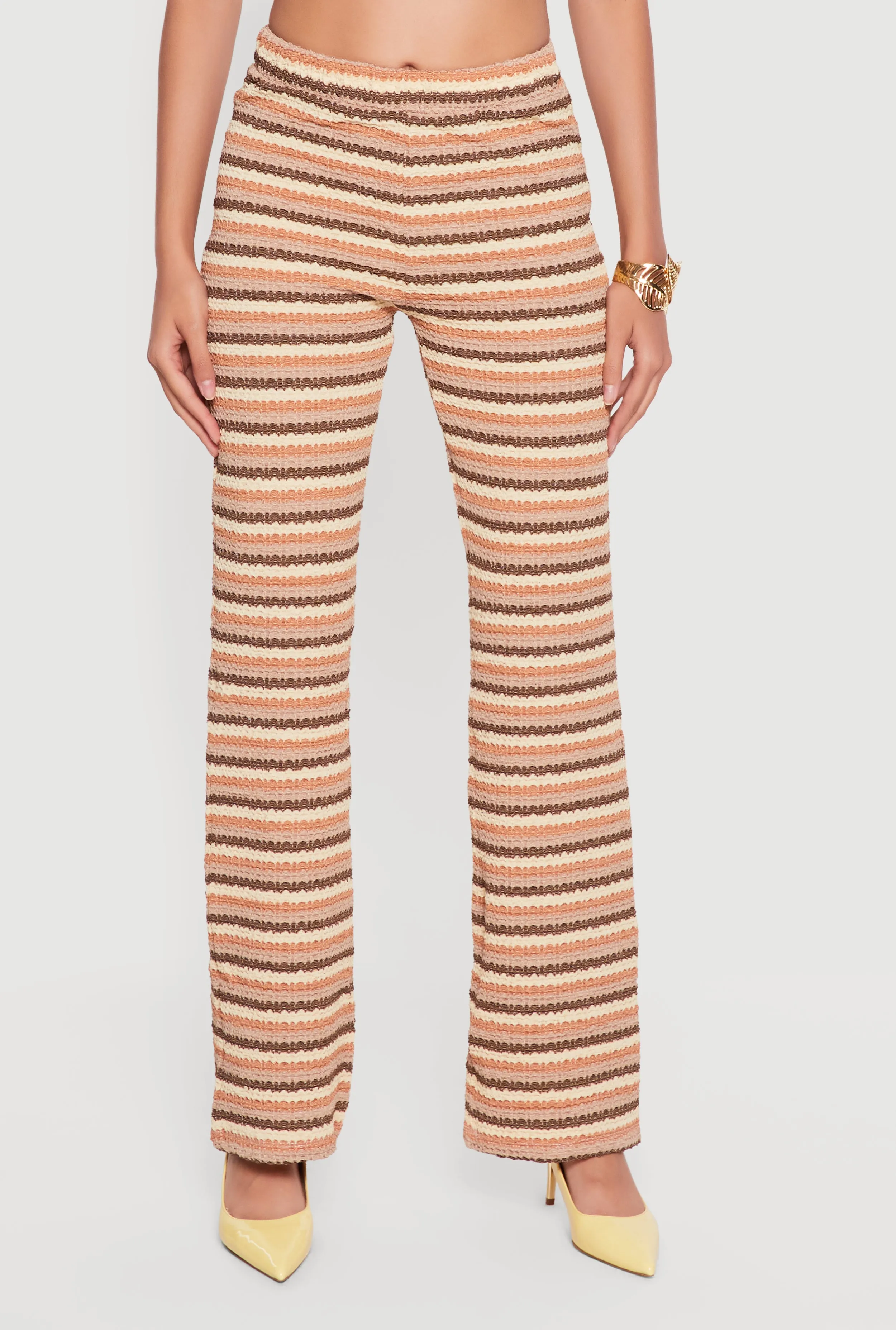Striped Textured Knit Boot Cut Casual Pants sold by Rainbow product image thumbnail 3