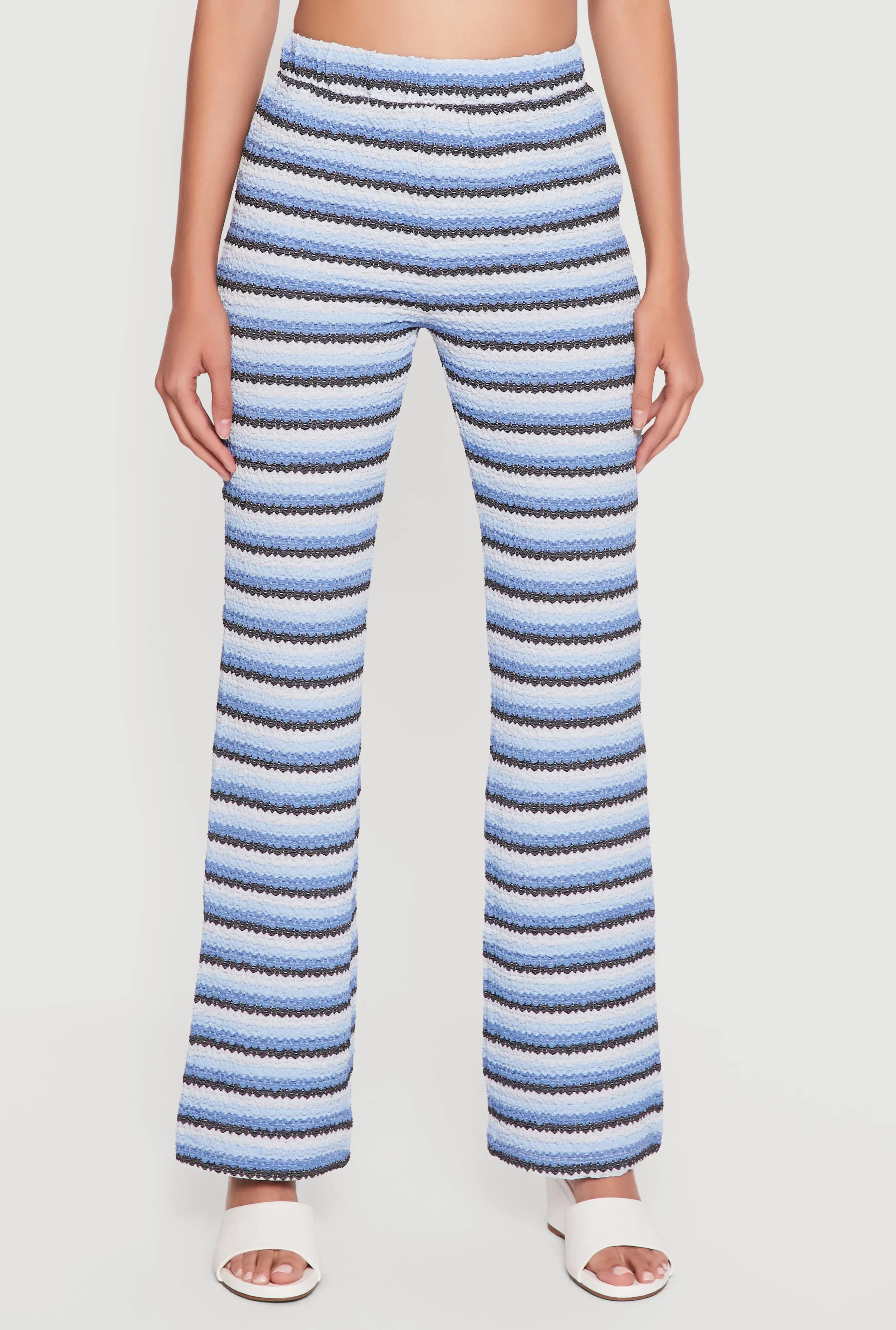Striped Textured Knit Boot Cut Casual Pants sold by Rainbow product image thumbnail 3
