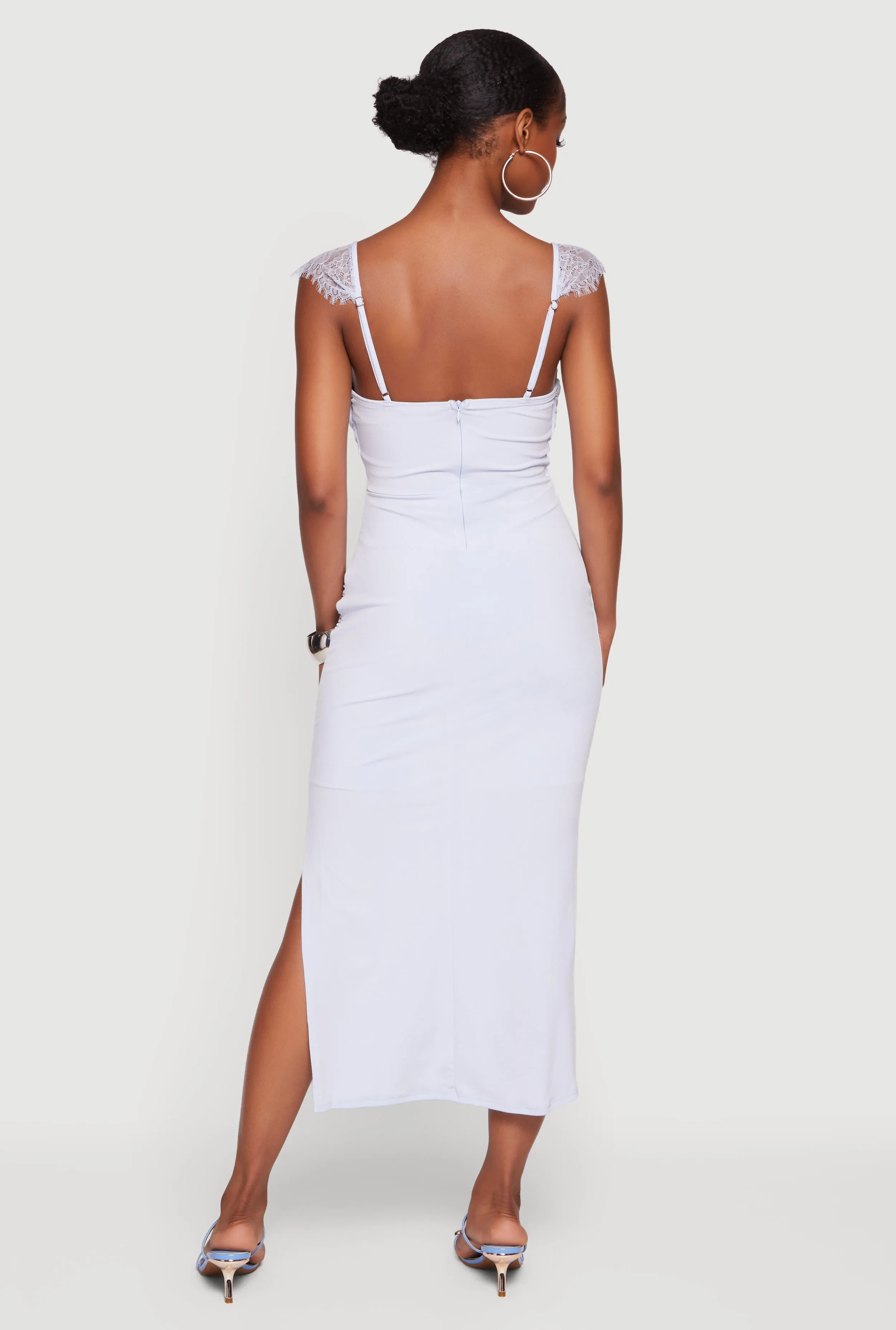 Lace Cap Sleeve Bustier Cowl Neck Midi Dress sold by Rainbow product image thumbnail 3