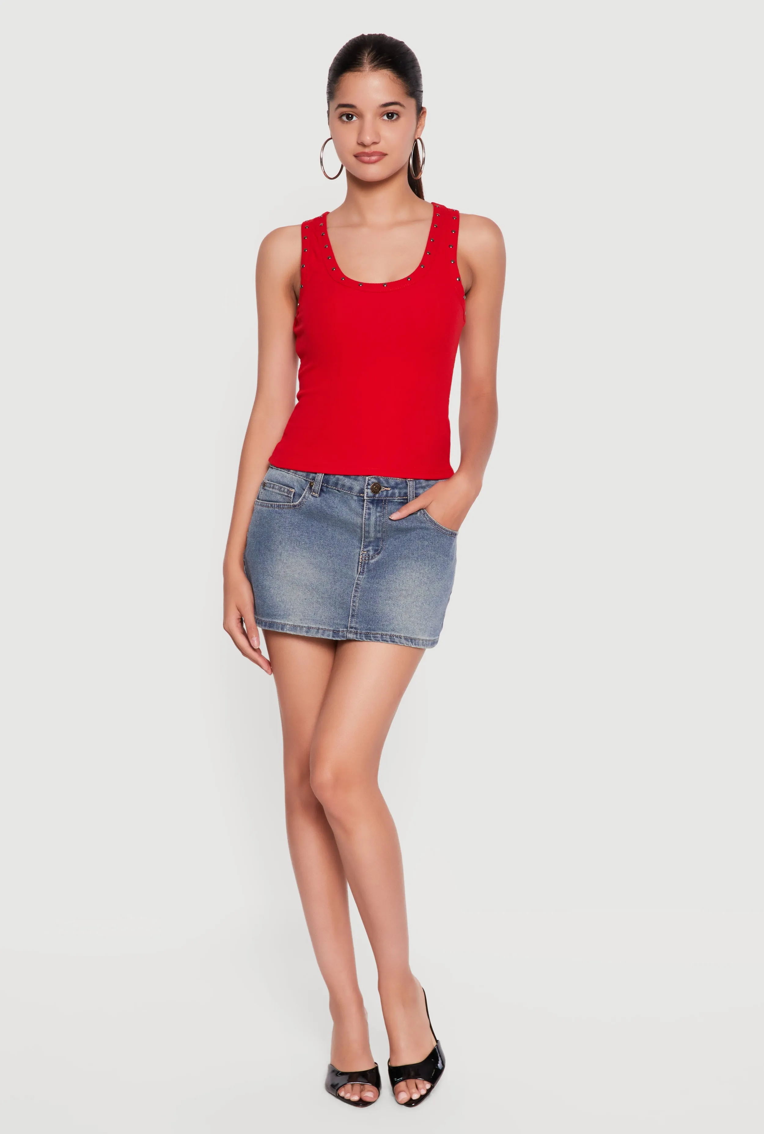 Studded Trim Scoop Neck Tank Top sold by Rainbow product image thumbnail 4