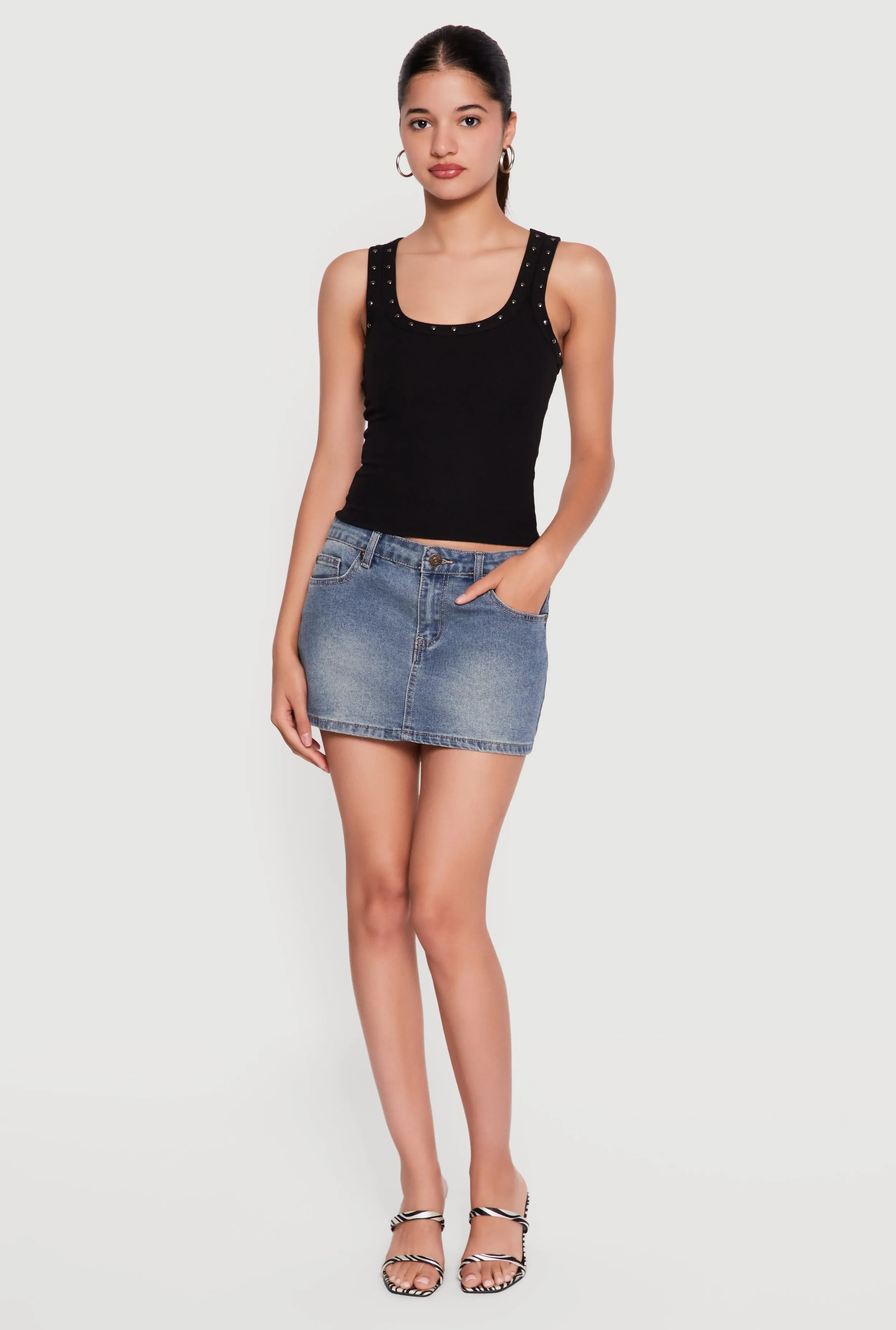 Studded Trim Scoop Neck Tank Top sold by Rainbow product image thumbnail 2