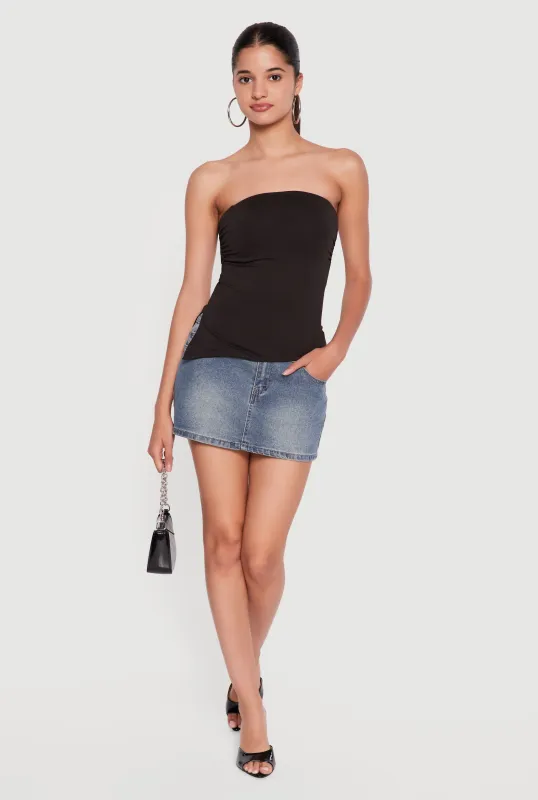 Side Ruched Side Slit Asymmetrical Tube Top made by iris