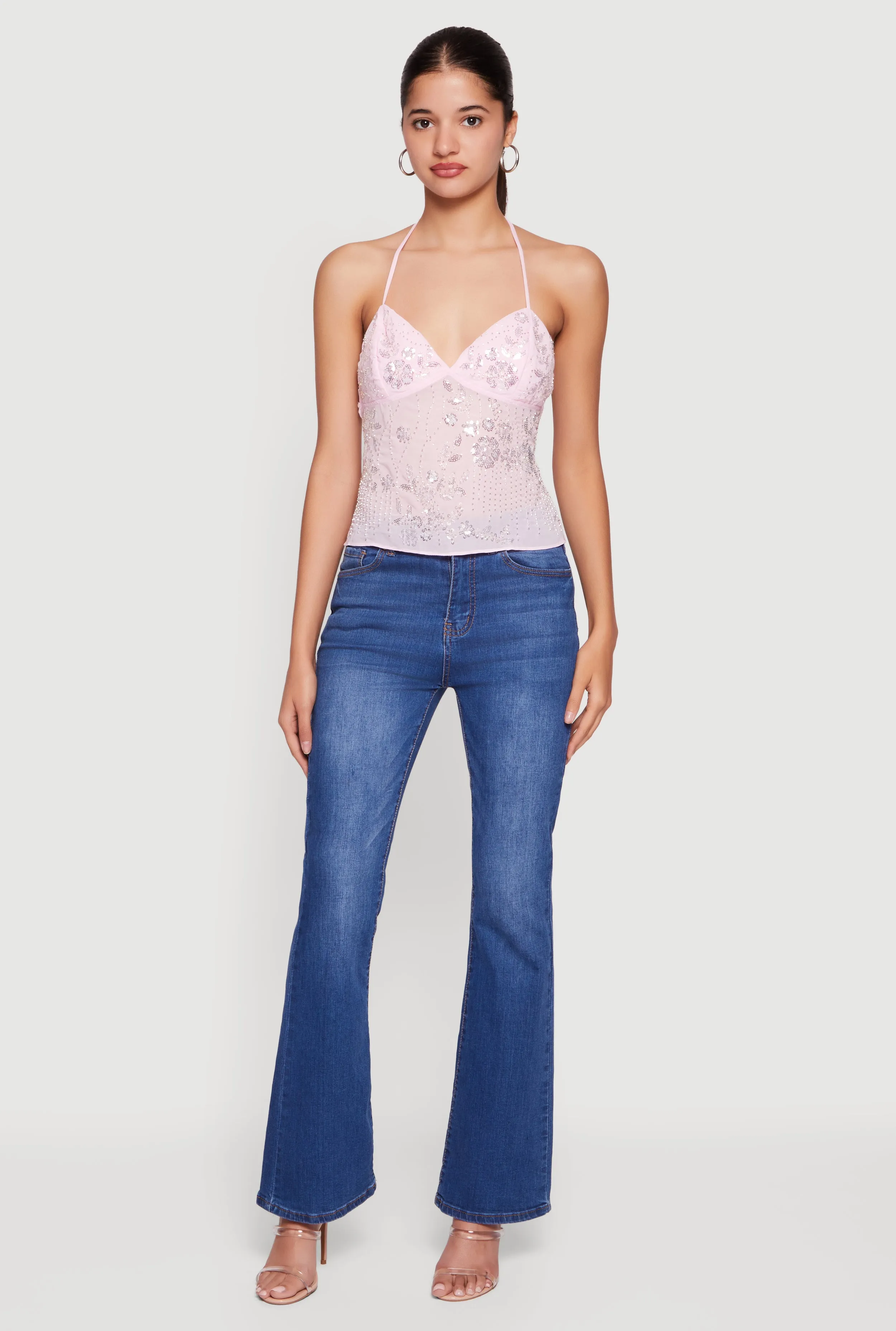 Floral Sequin Beaded Detail Tie Back Top sold by Rainbow product image thumbnail 3
