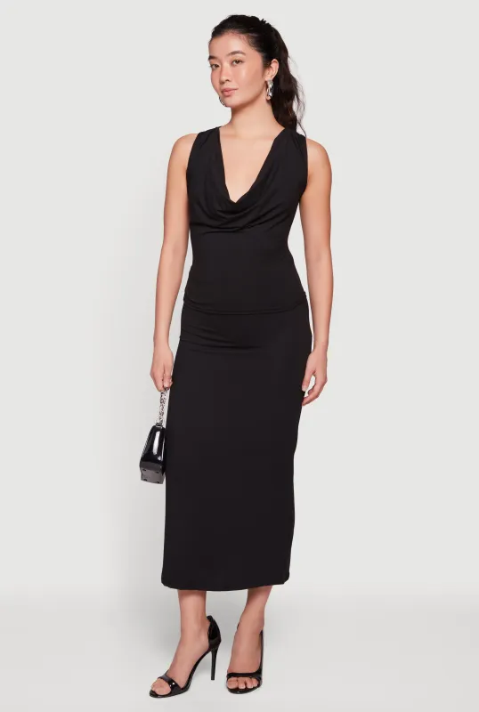 Sleeveless Cowl Neck Blouse and Midi Skirt Set made by Rainbow