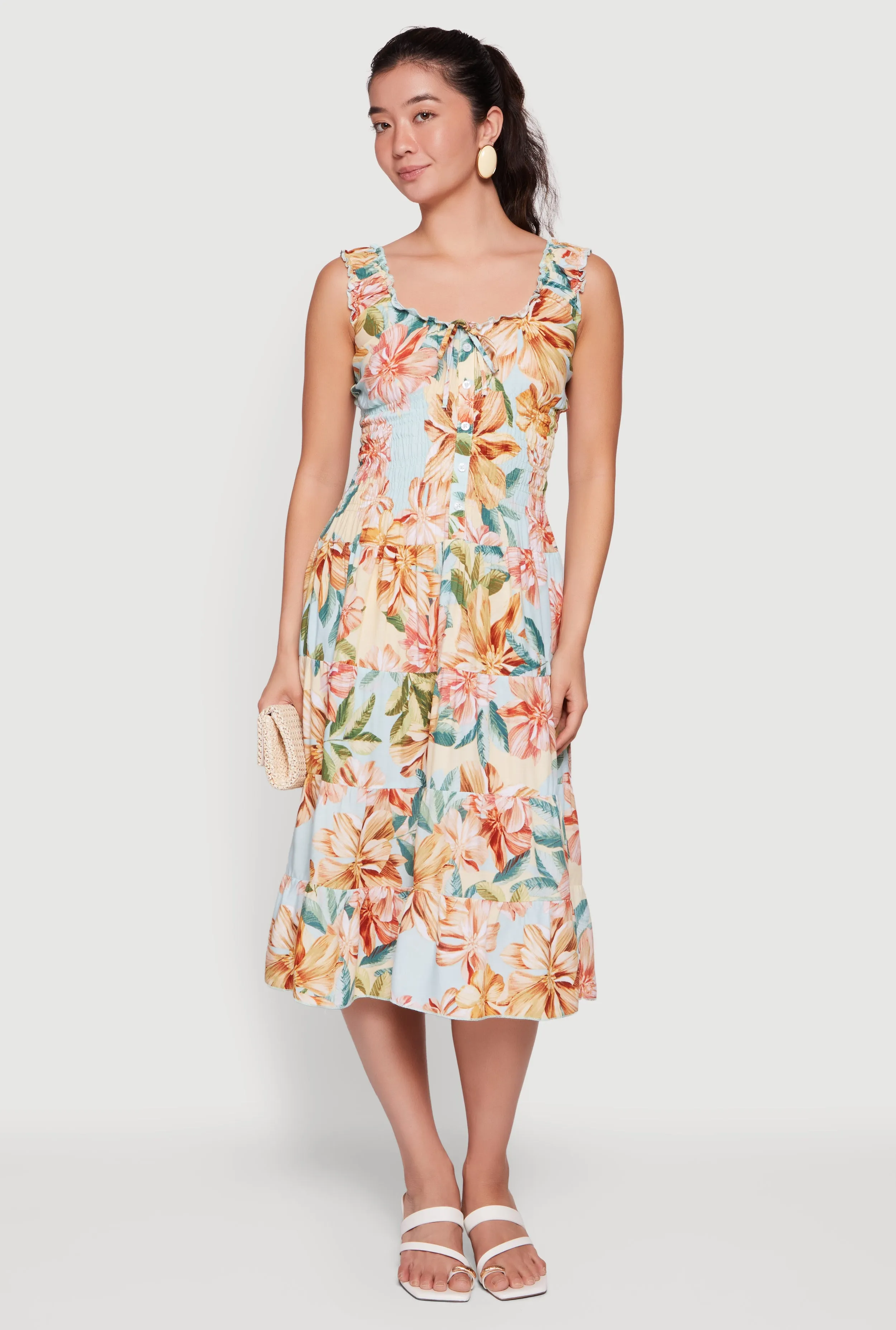 Floral Print Ruffle Tiered Midi Dress sold by Rainbow
