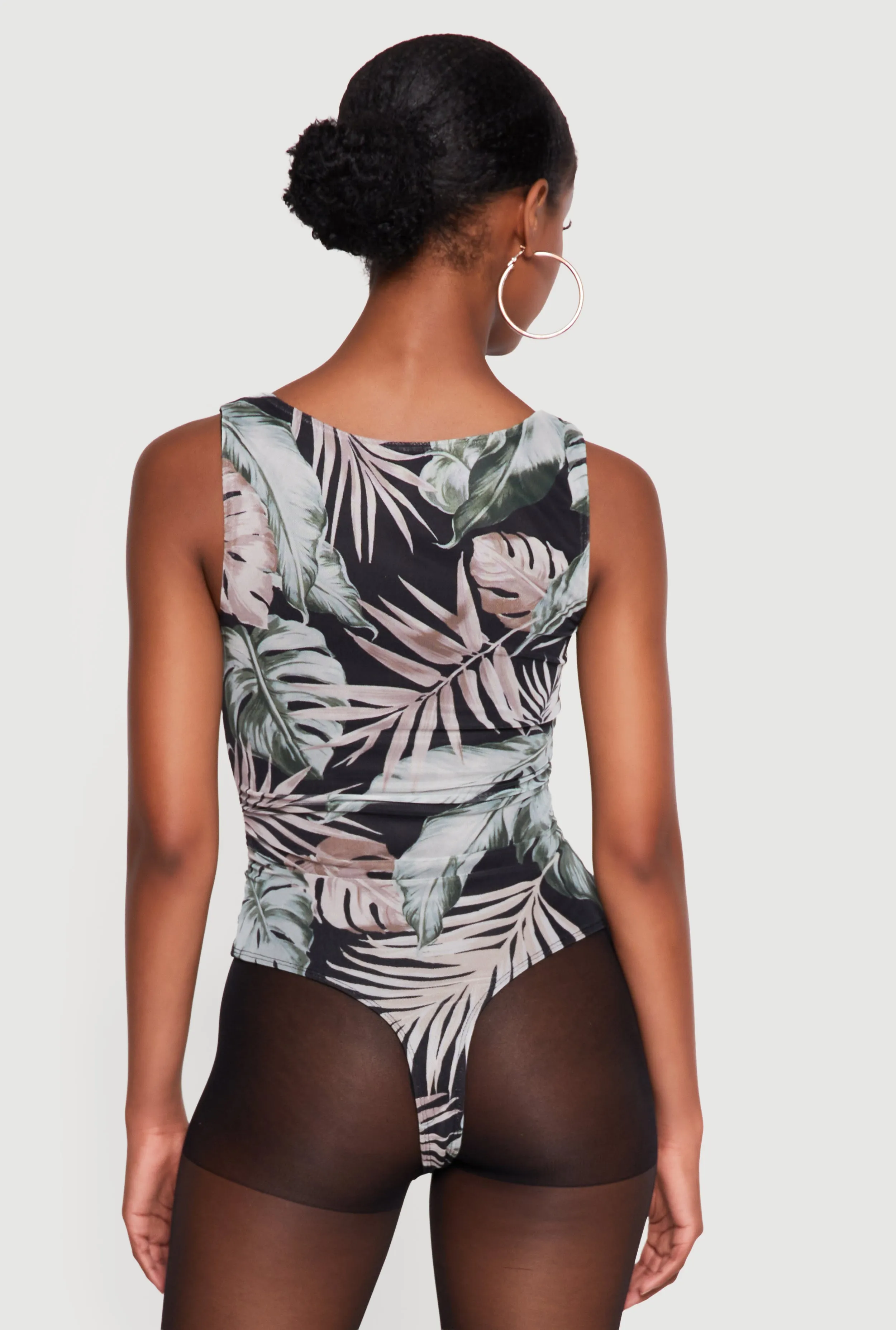 Floral Mesh Side Ruched Thong Bodysuit sold by Rainbow product image thumbnail 5