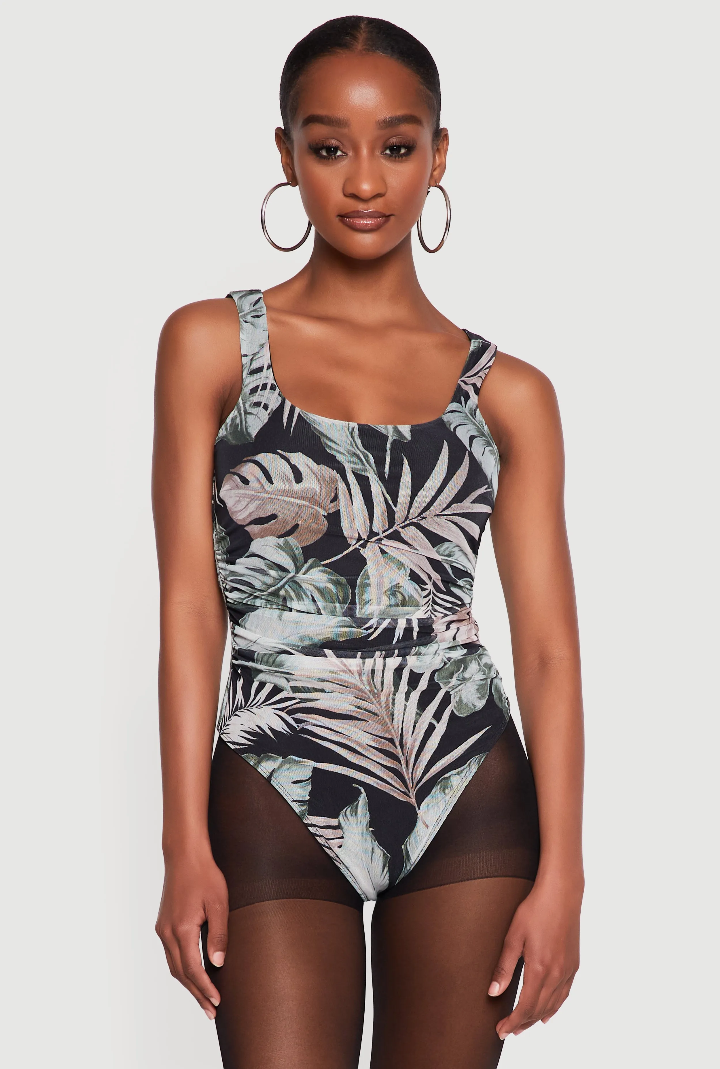 Floral Mesh Side Ruched Thong Bodysuit sold by Rainbow product image thumbnail 2