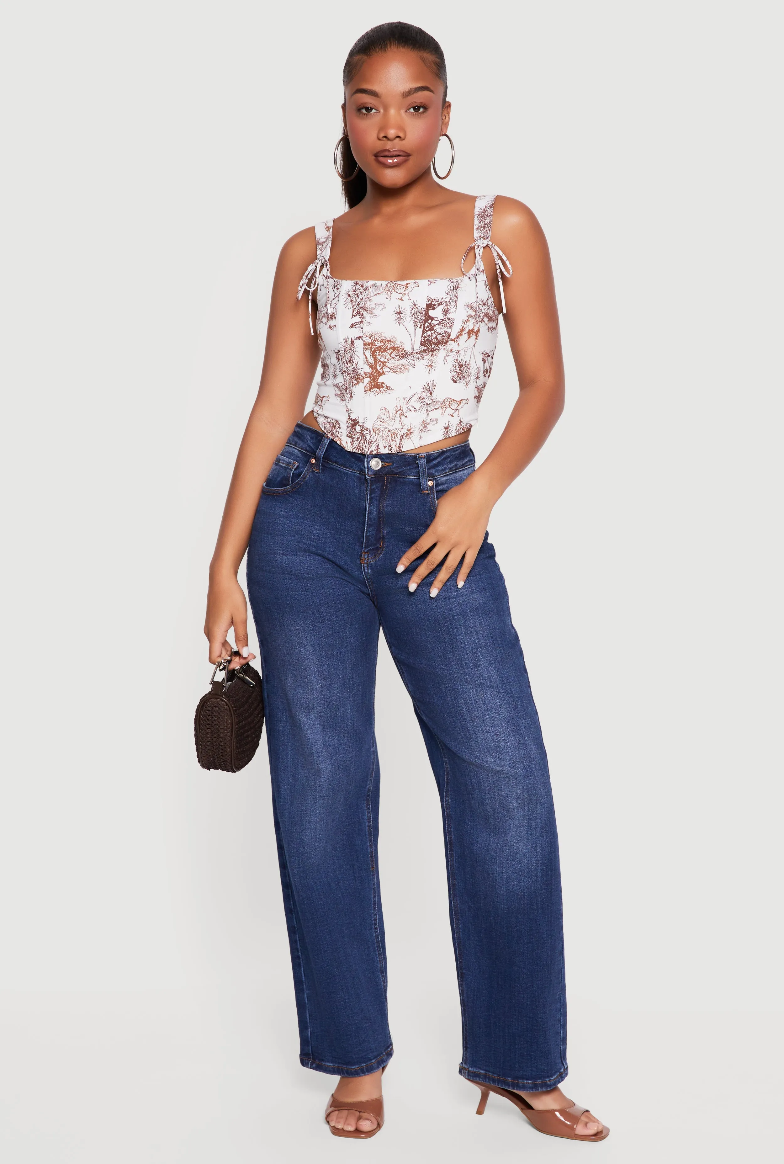 Toile de Jouy Tie Front Corset Crop Top sold by Rainbow product image thumbnail 2