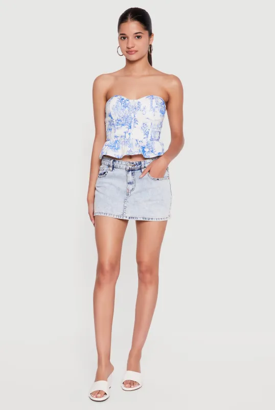 Toile de Jouy Peplum Bustier Crop Top made by iris