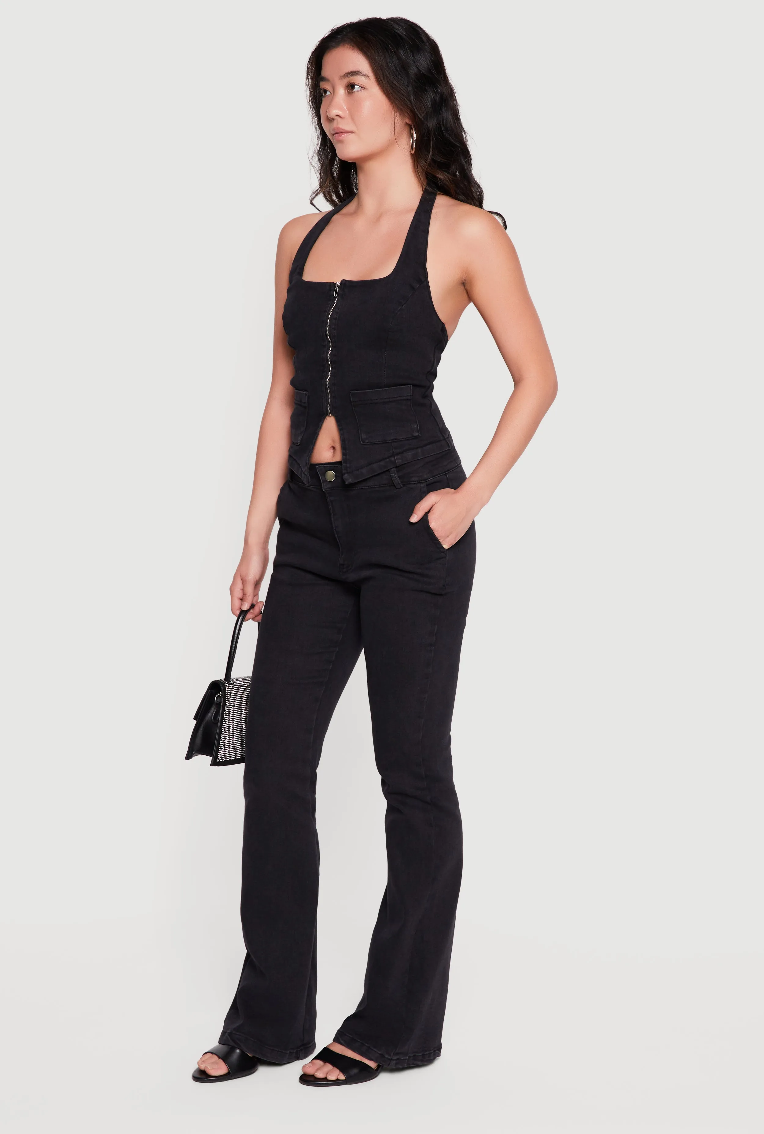 Stretchy Mid Rise Flare Leg Jeans sold by Rainbow product image thumbnail 2