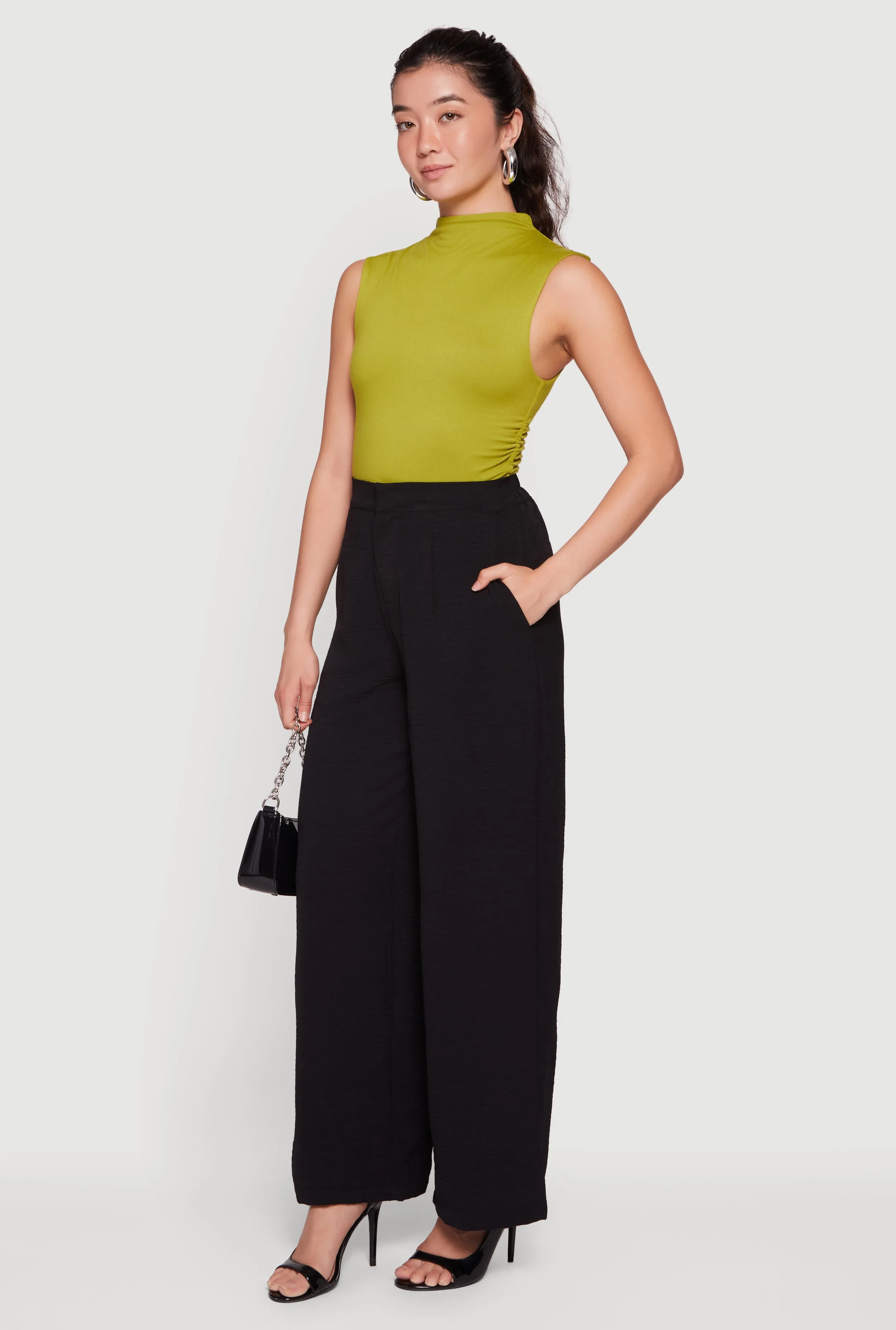 Crepe Knit Pleated Wide Leg Pants sold by Rainbow product image thumbnail 2