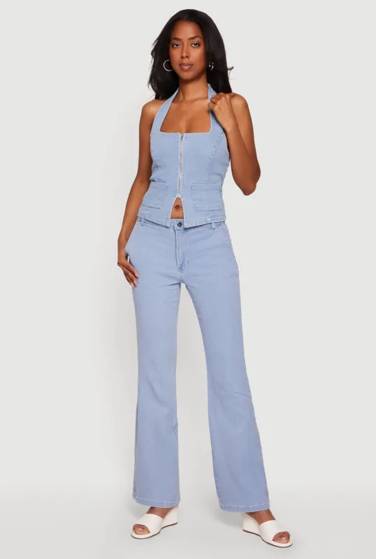 Stretchy Mid Rise Flare Leg Jeans made by Rainbow