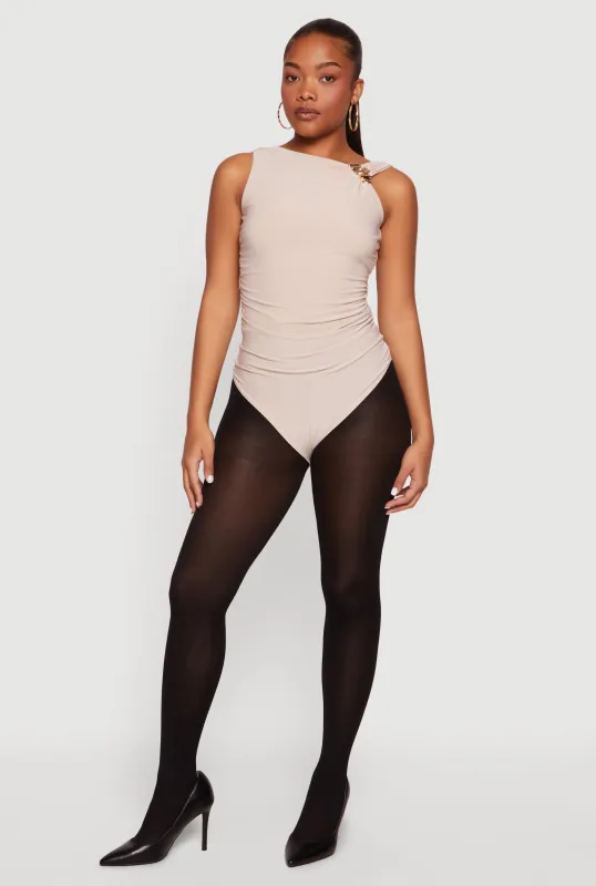 Sleeveless Metallic Detail Ruched Bodysuit made by iris