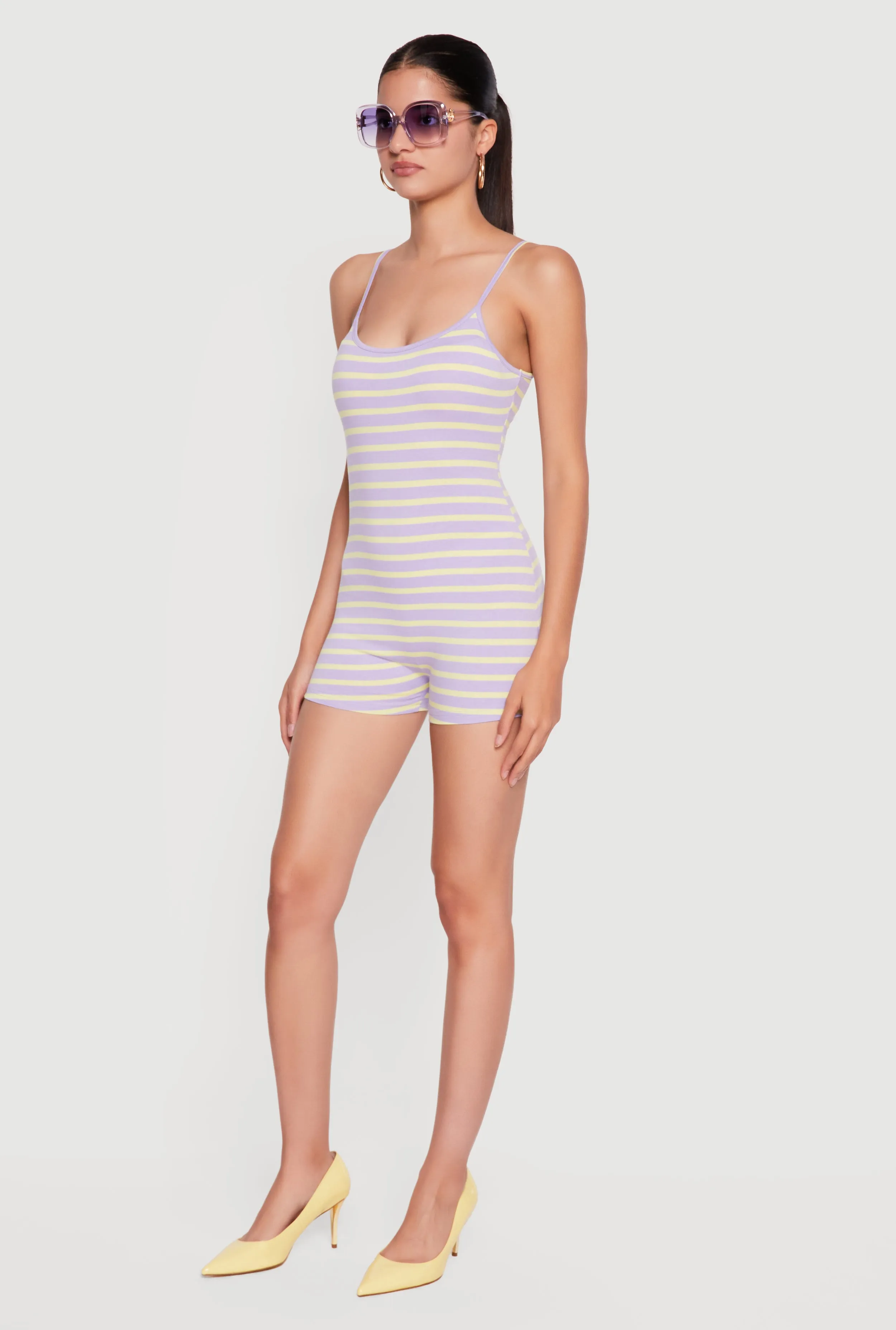 Striped Scoop Neck Sleeveless Romper sold by Rainbow product image thumbnail 2