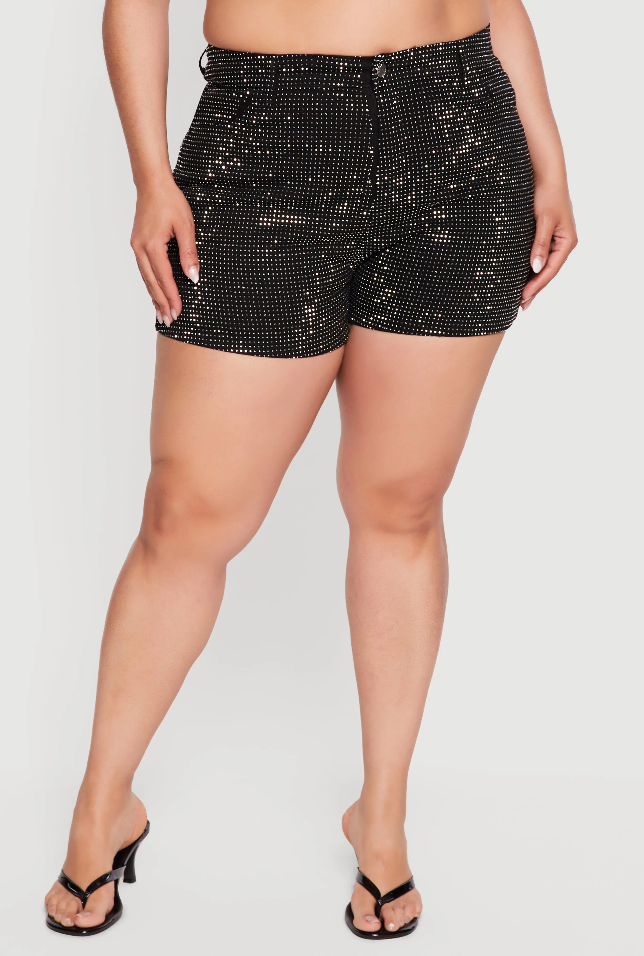 Plus Size Rhinestone Denim Shorts sold by Rainbow product image thumbnail 3