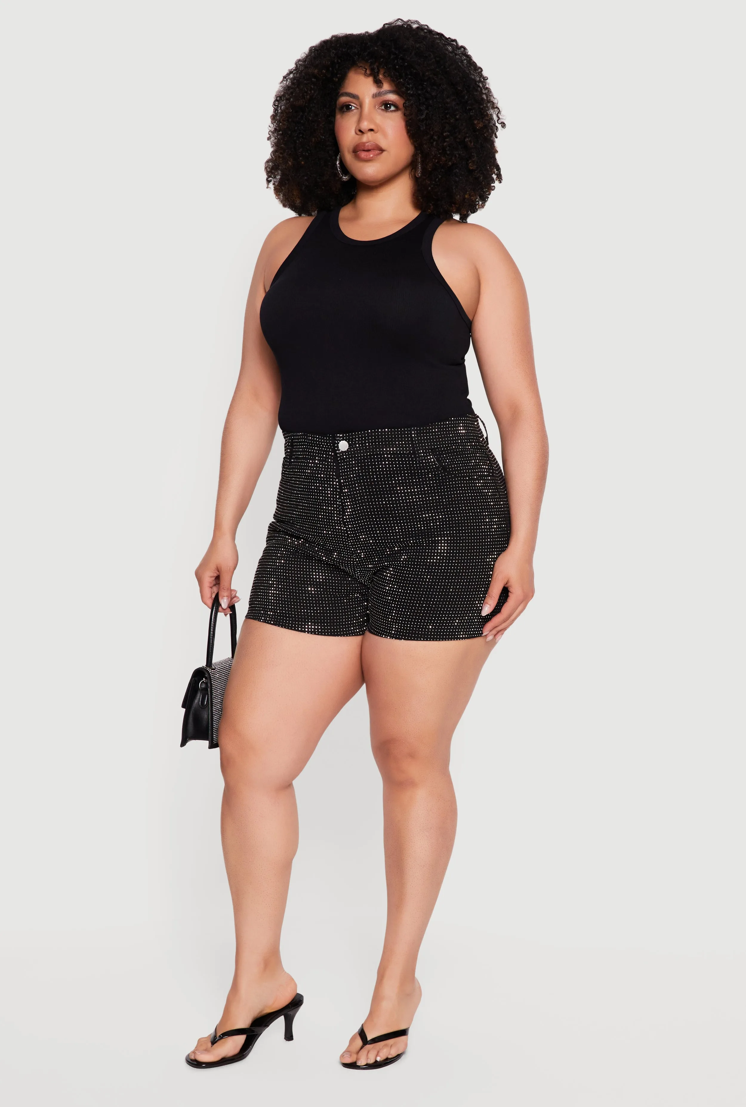 Plus Size Rhinestone Denim Shorts sold by Rainbow product image thumbnail 2