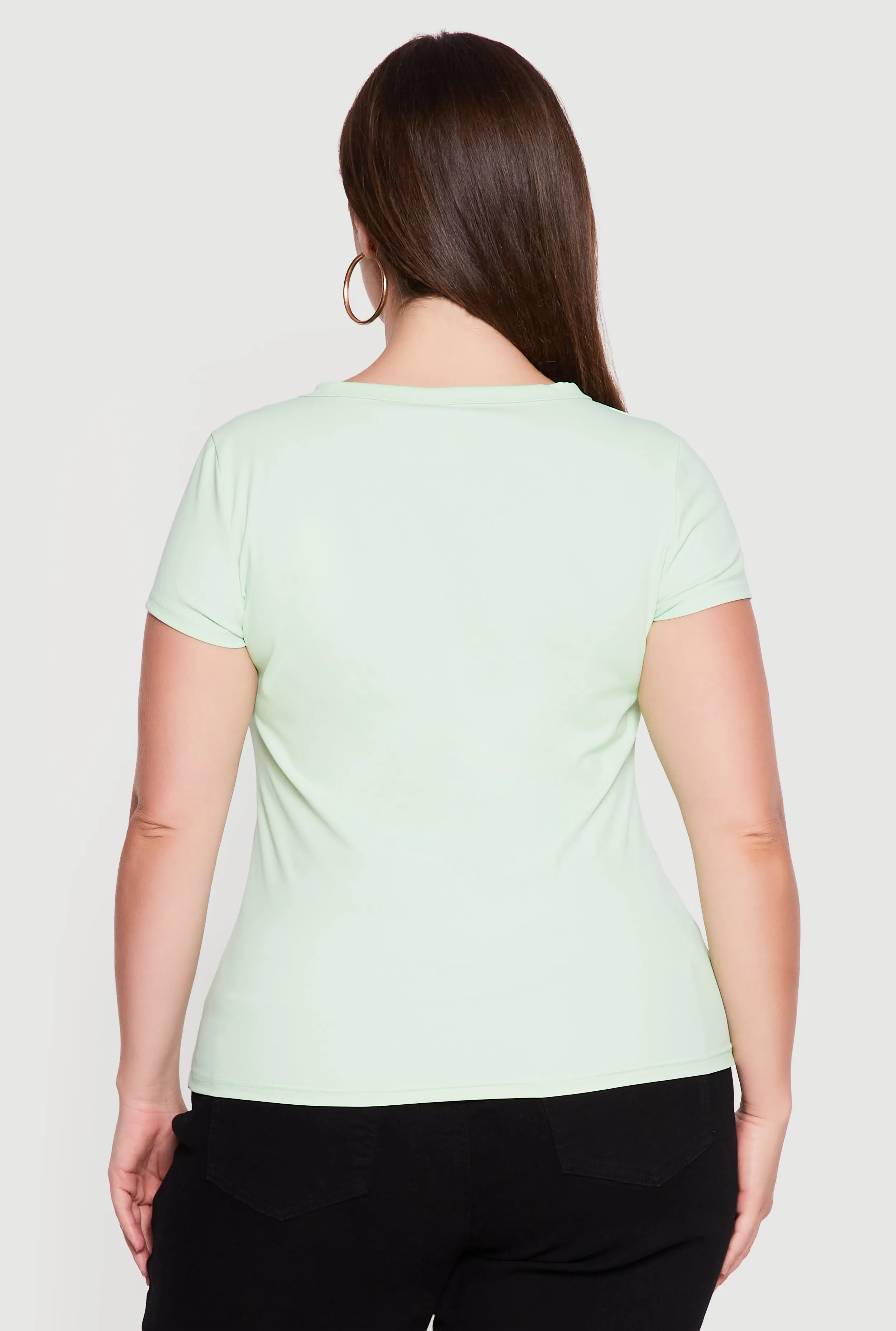 Plus Size Basic Short Sleeve V-Neck Top sold by Rainbow product image thumbnail 5