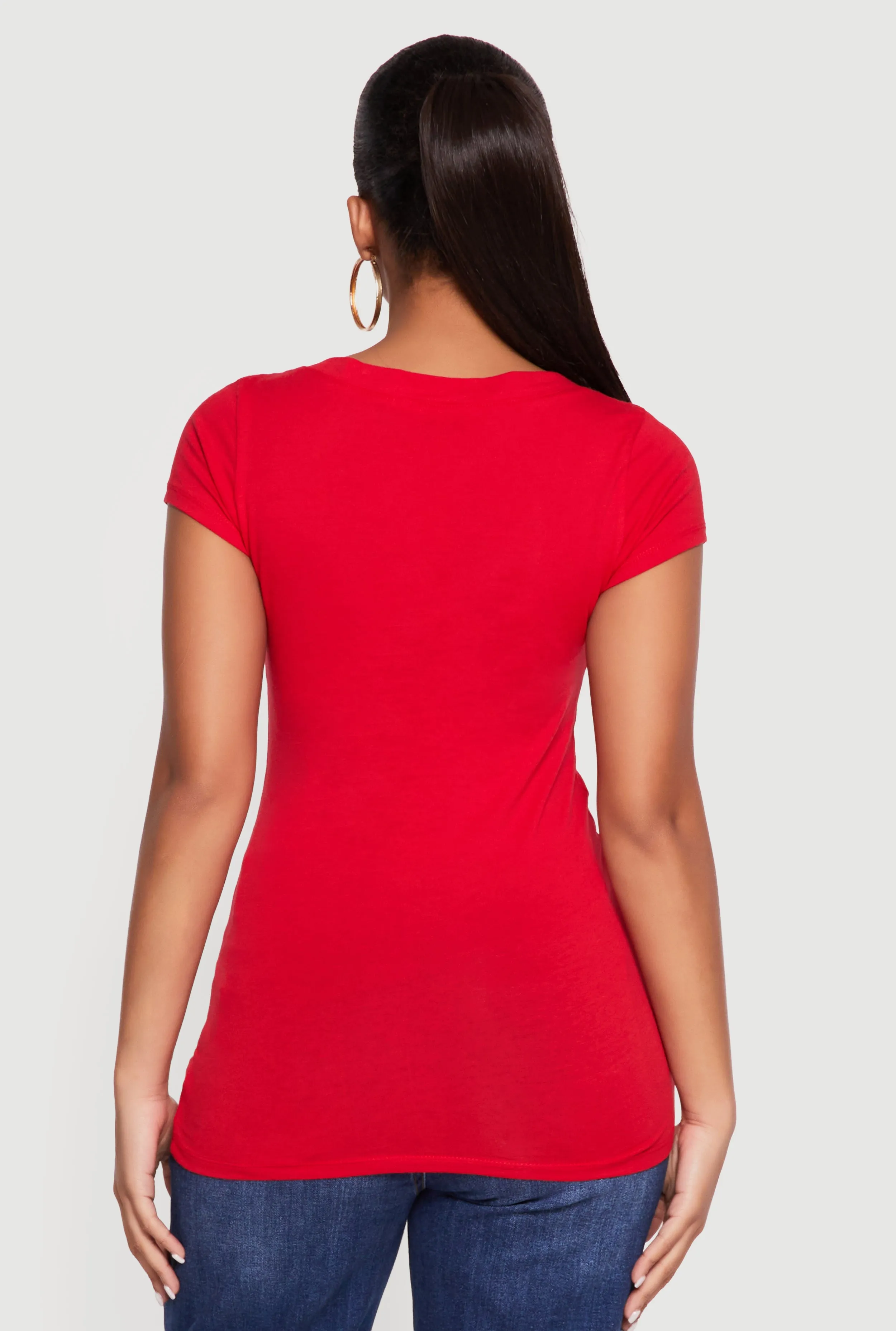 Basic V-Neck Short Sleeve T-Shirt sold by Rainbow product image thumbnail 5