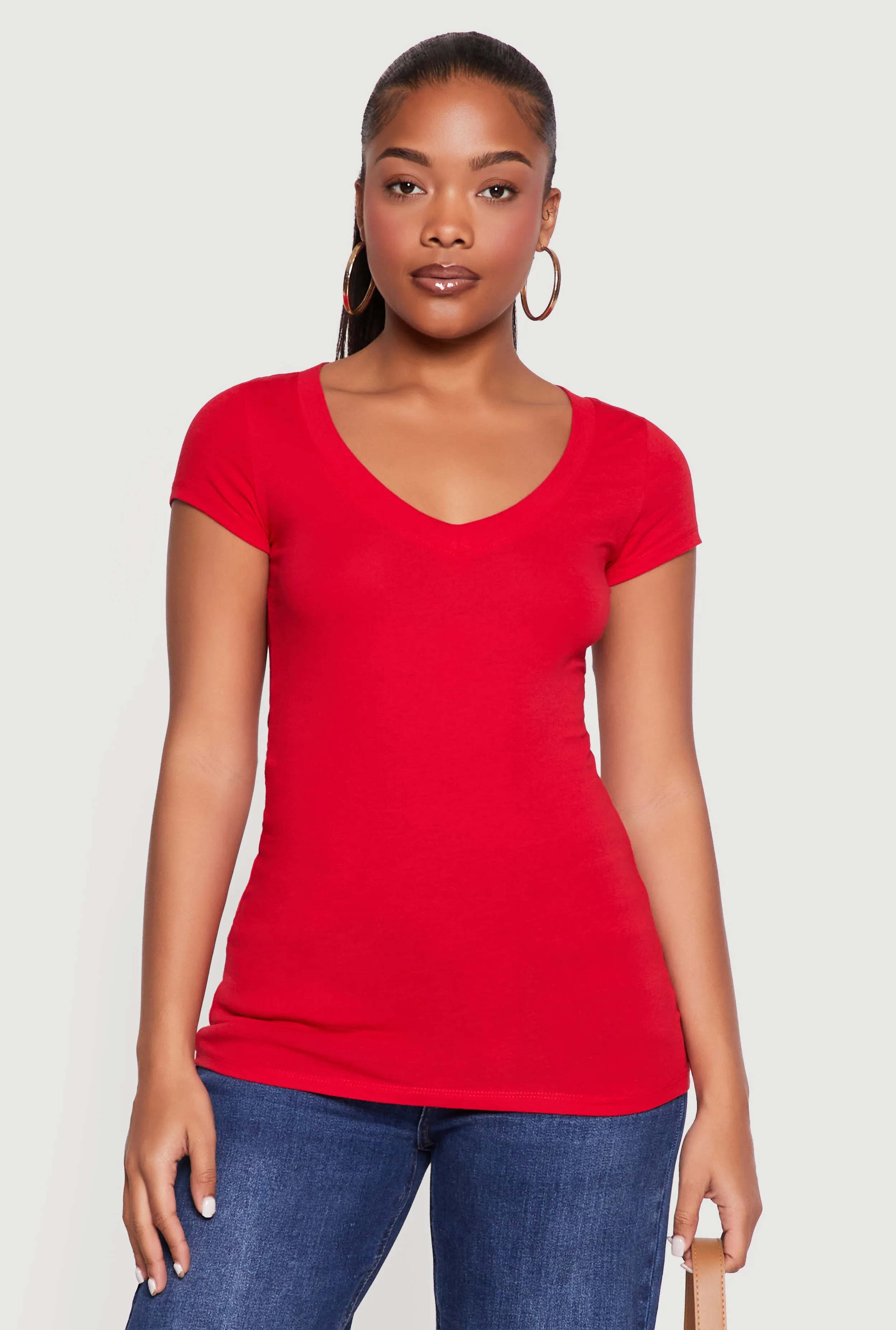 Basic V-Neck Short Sleeve T-Shirt sold by Rainbow product image thumbnail 2
