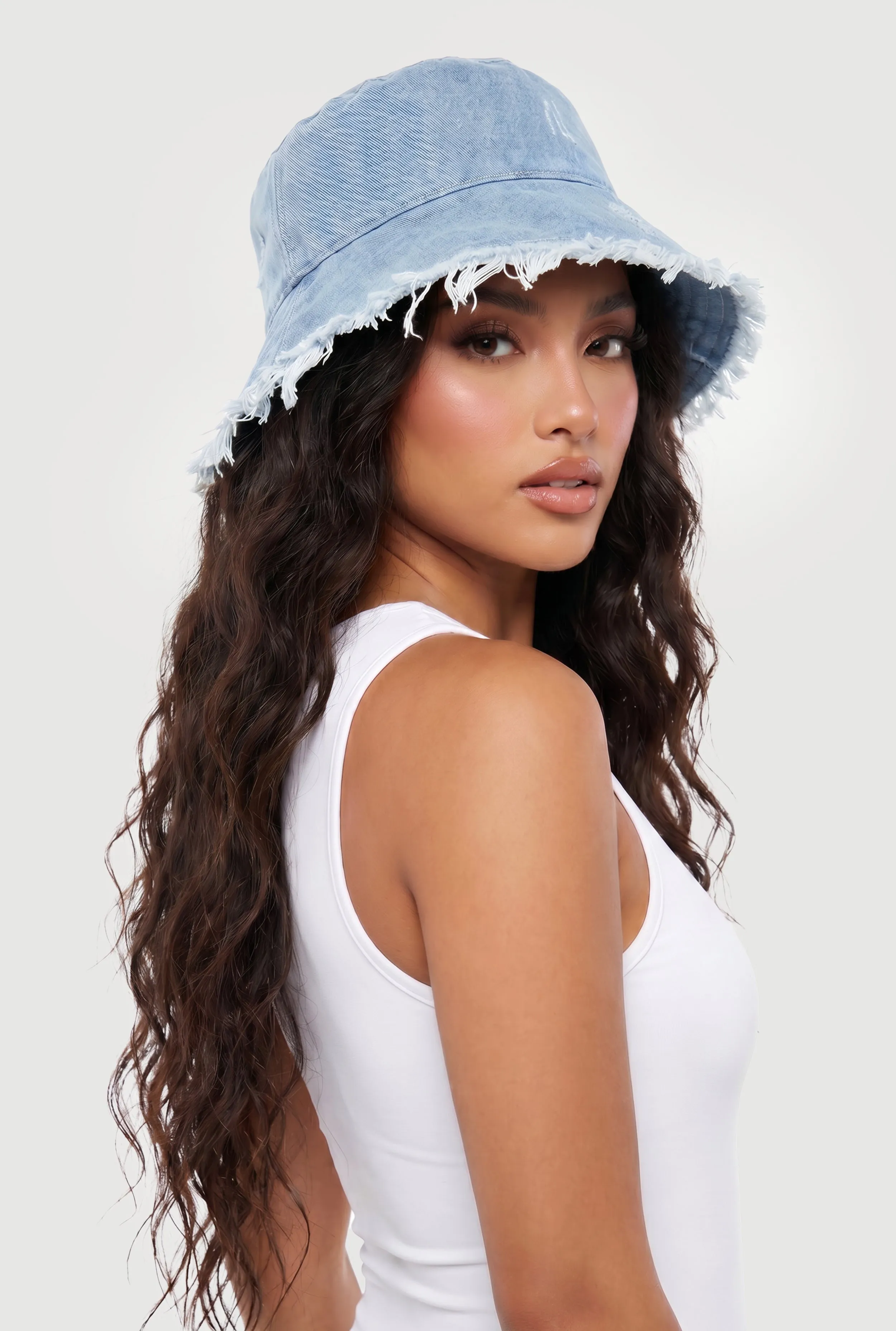 Distressed Frayed Denim Bucket Hat sold by Rainbow product image thumbnail 3