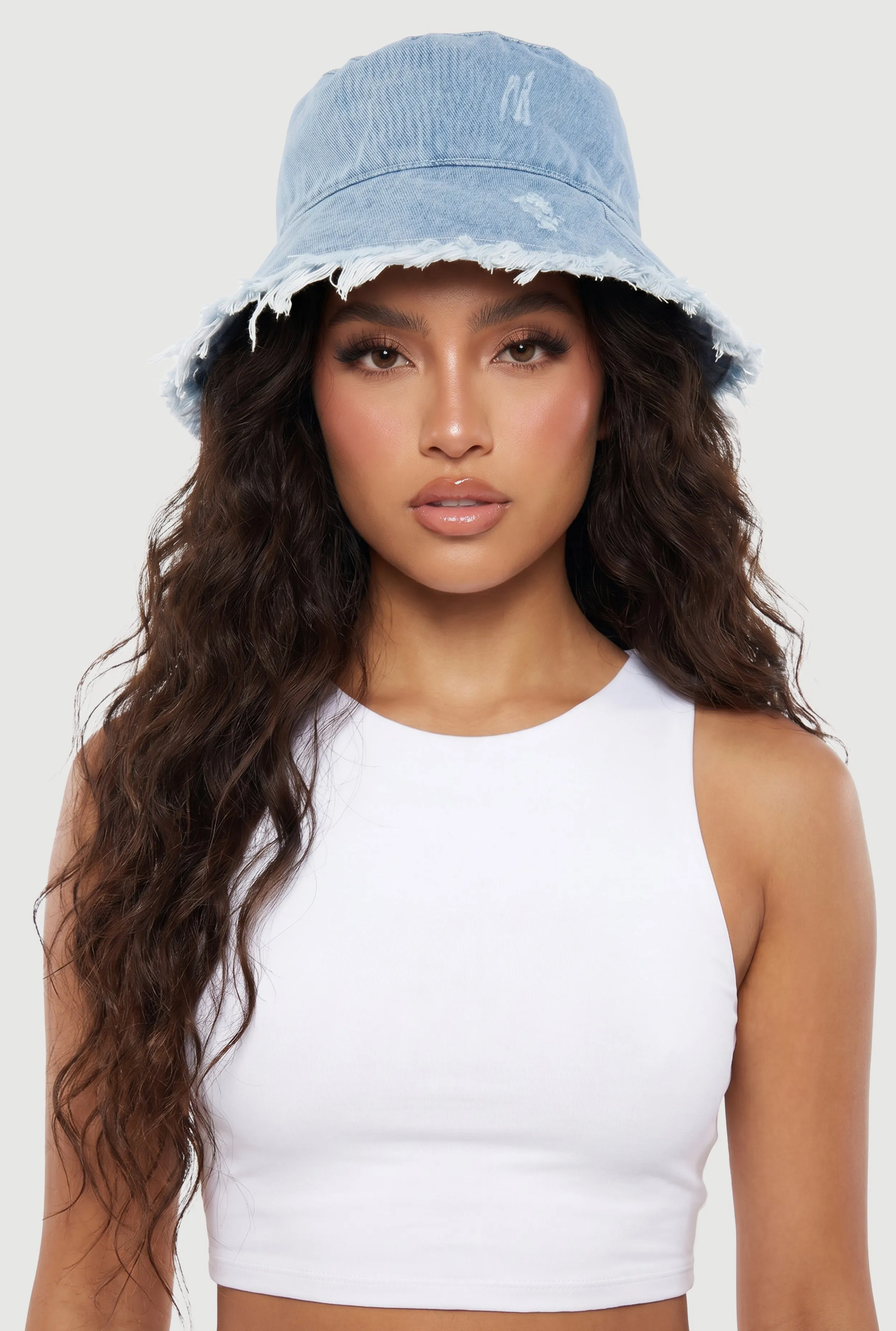 Distressed Frayed Denim Bucket Hat sold by Rainbow product image thumbnail 2