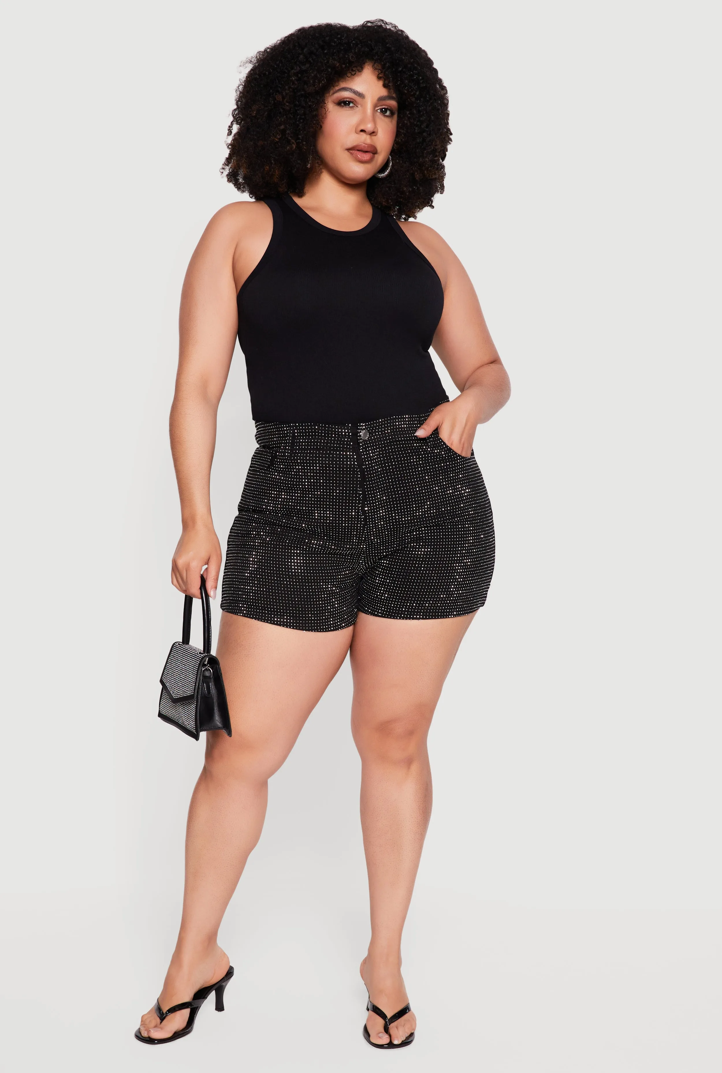 Plus Size Rhinestone Denim Shorts sold by Rainbow product image thumbnail 2