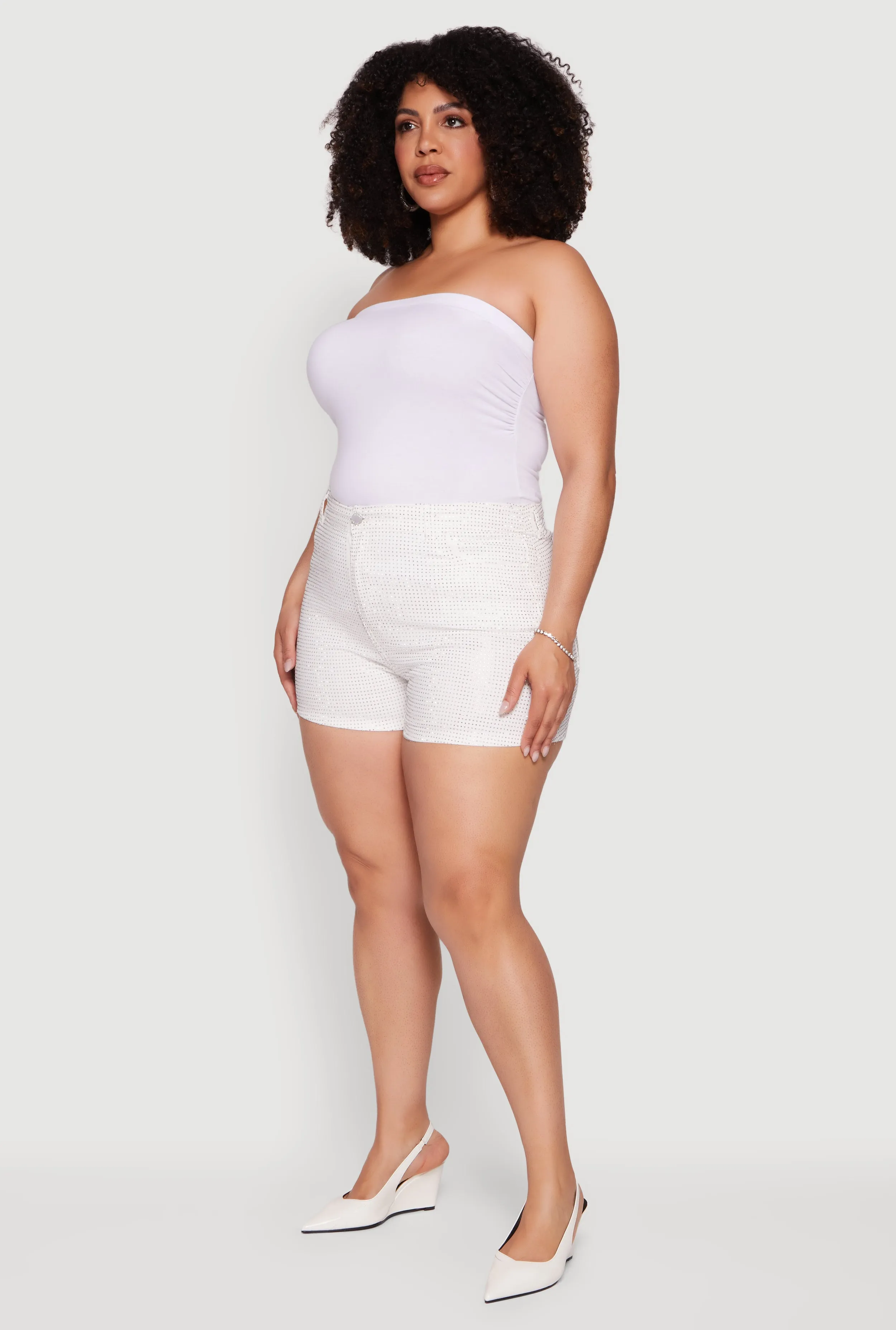 Plus Size Rhinestone Denim Shorts sold by Rainbow product image thumbnail 2