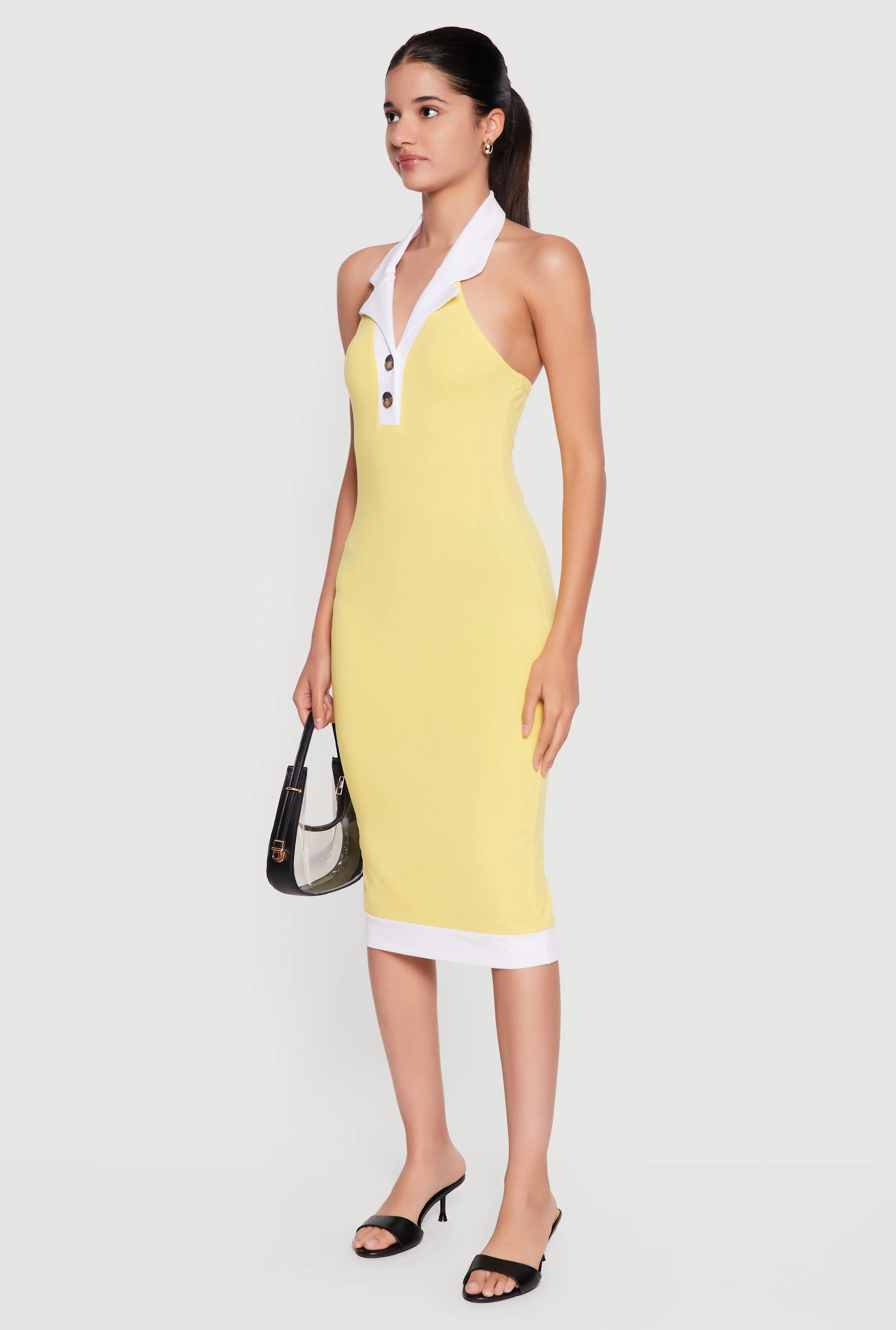Contrast Trim Halter Neck Midi Dress sold by Rainbow product image thumbnail 2