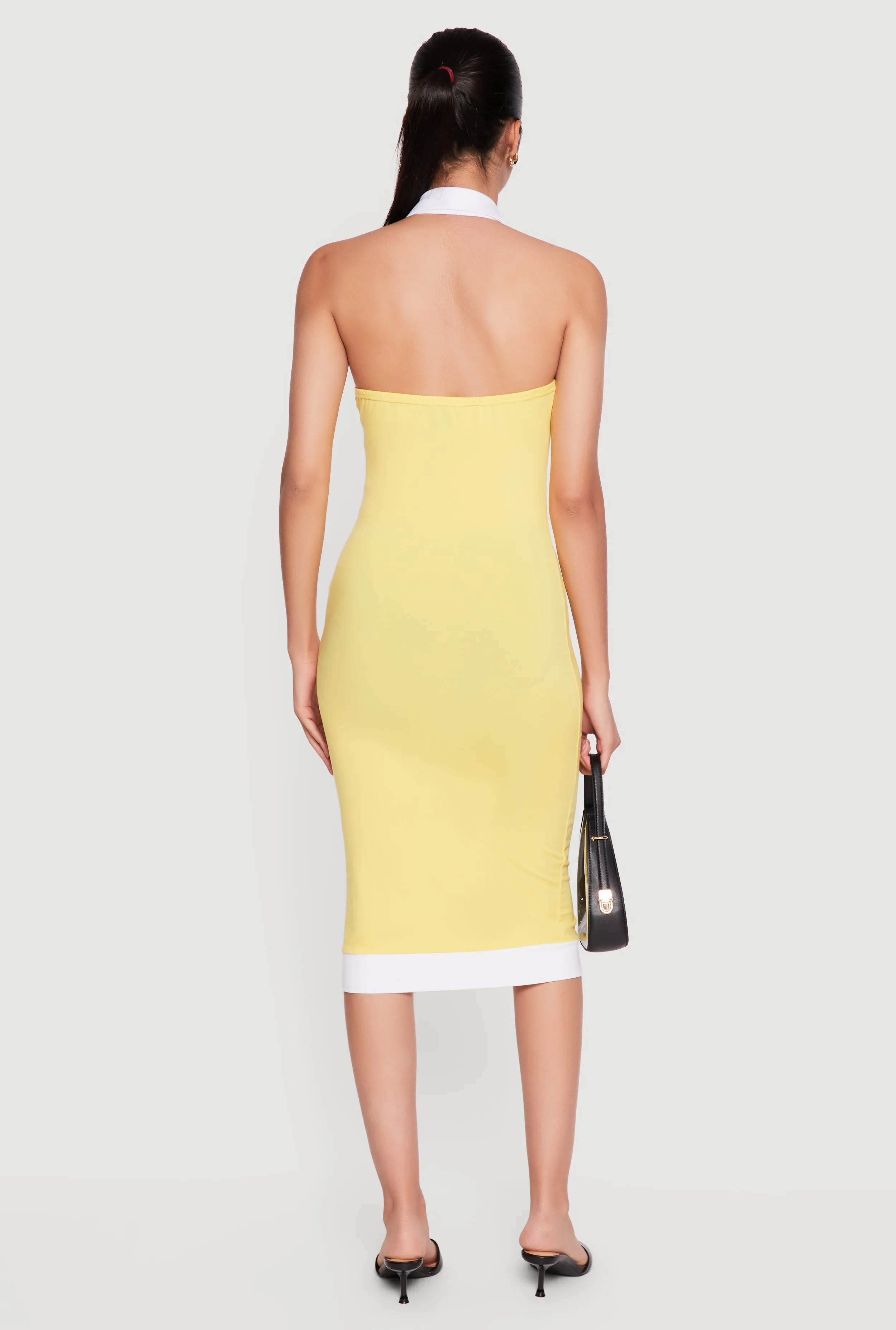 Contrast Trim Halter Neck Midi Dress sold by Rainbow product image thumbnail 3