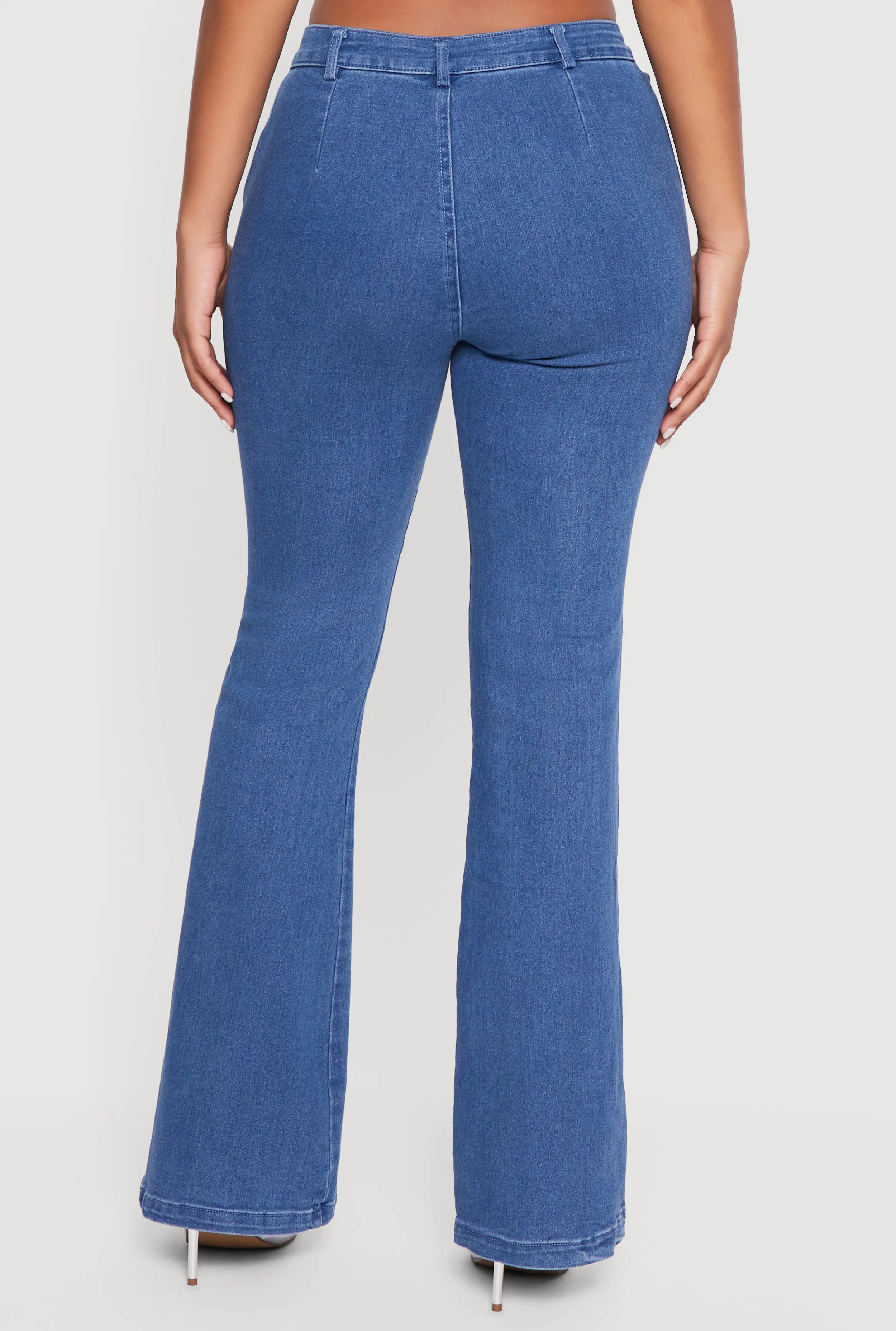 Stretchy Mid Rise Flare Leg Jeans sold by Rainbow product image thumbnail 5